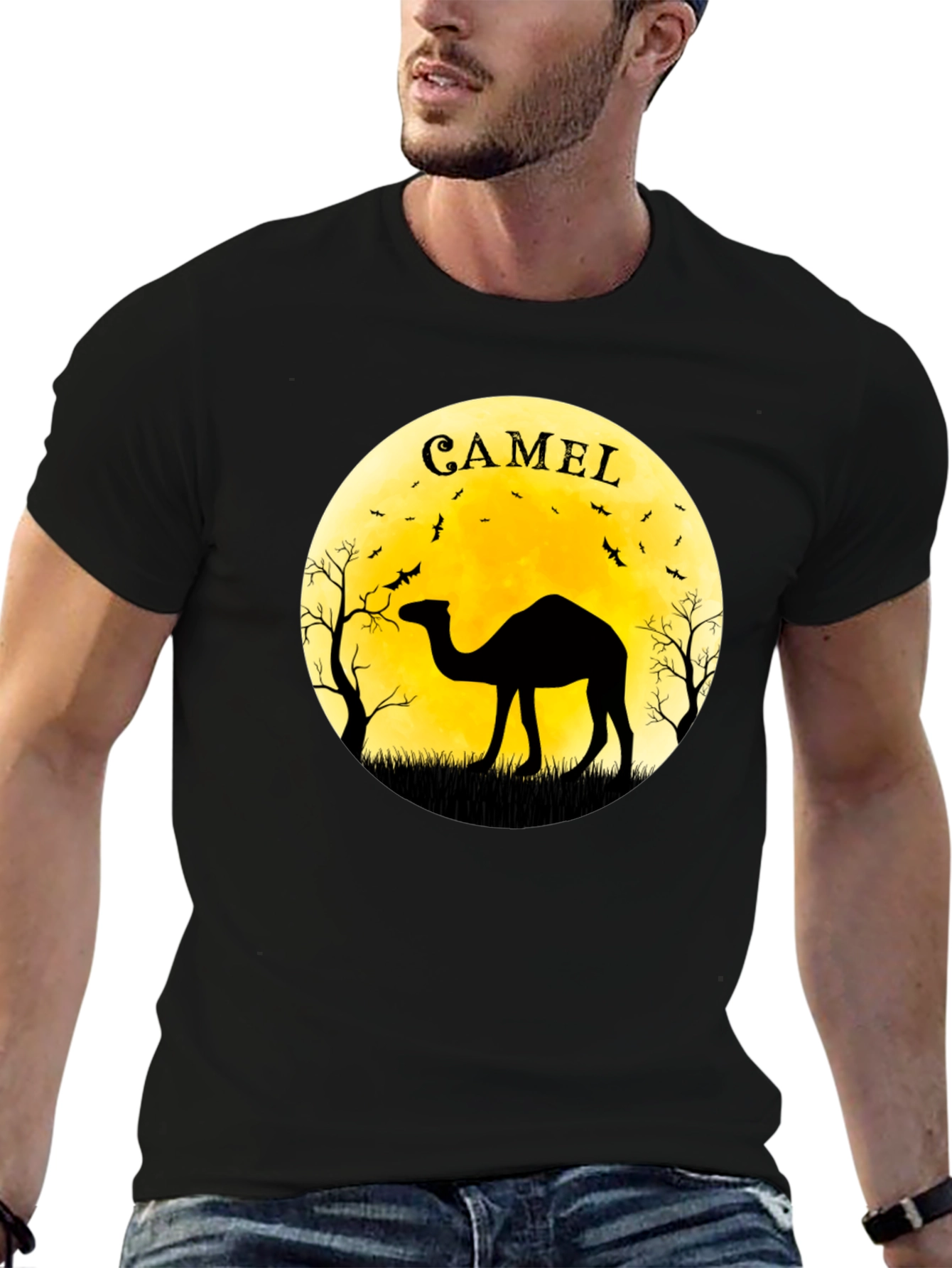 Camel Silhouette Moon T-Shirt - Unique Graphic Tee