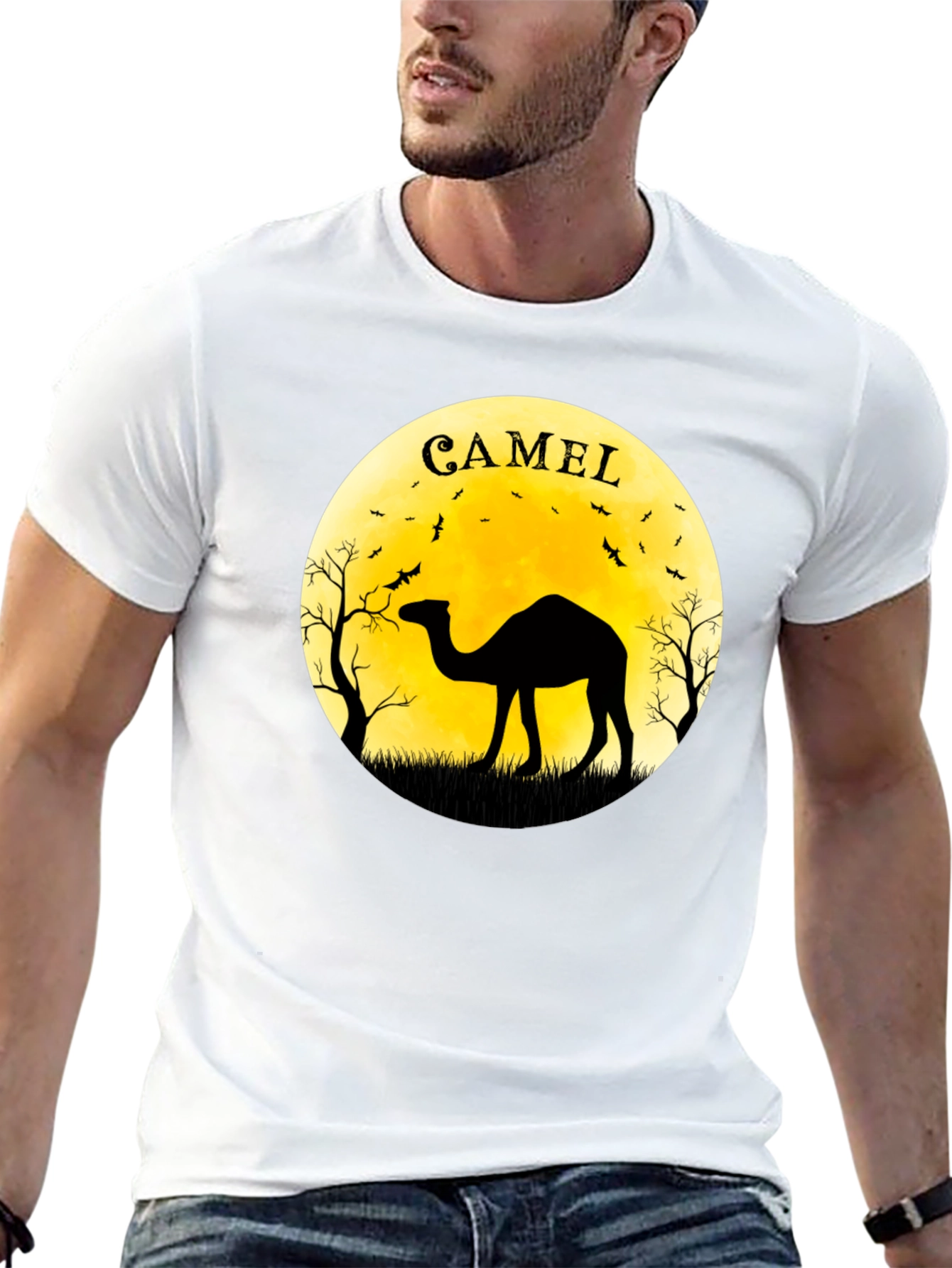 Camel Silhouette Moon T-Shirt - Unique Graphic Tee