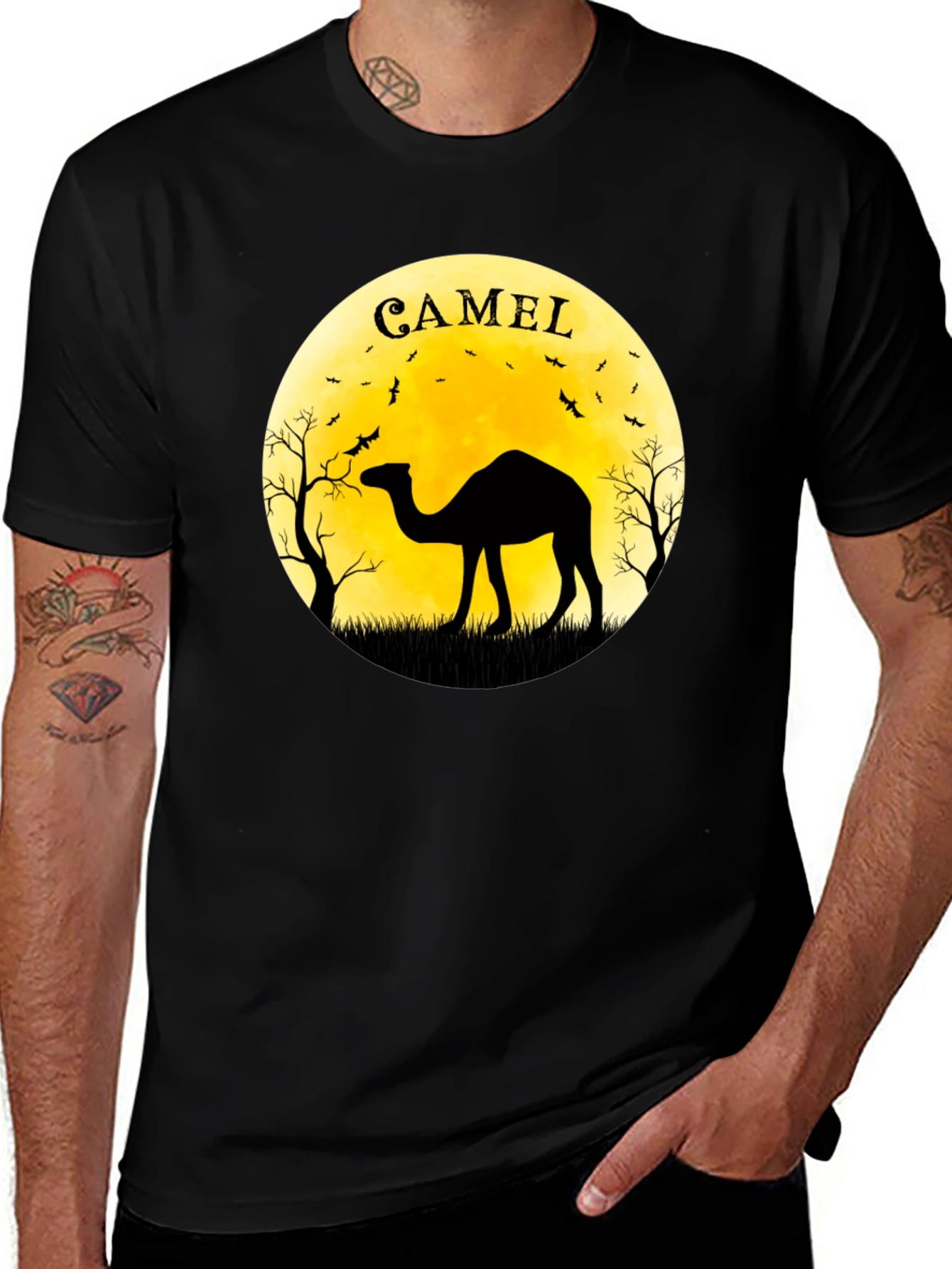 Camel Silhouette Moon T-Shirt - Unique Graphic Tee