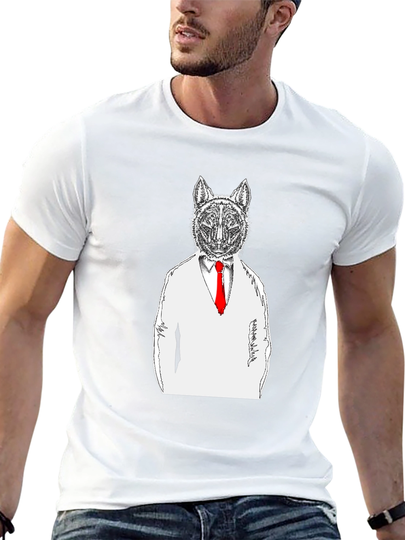 Wolf in Suit Graphic Tee - Unique Design