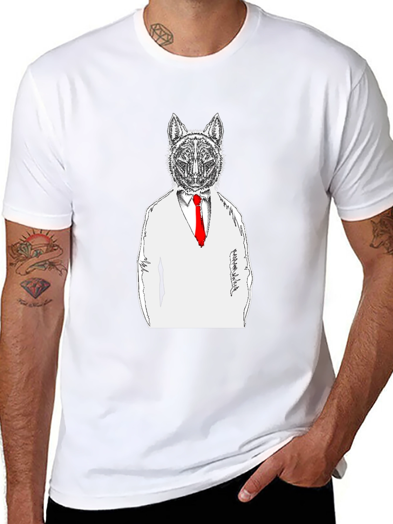 Wolf in Suit Graphic Tee - Unique Design