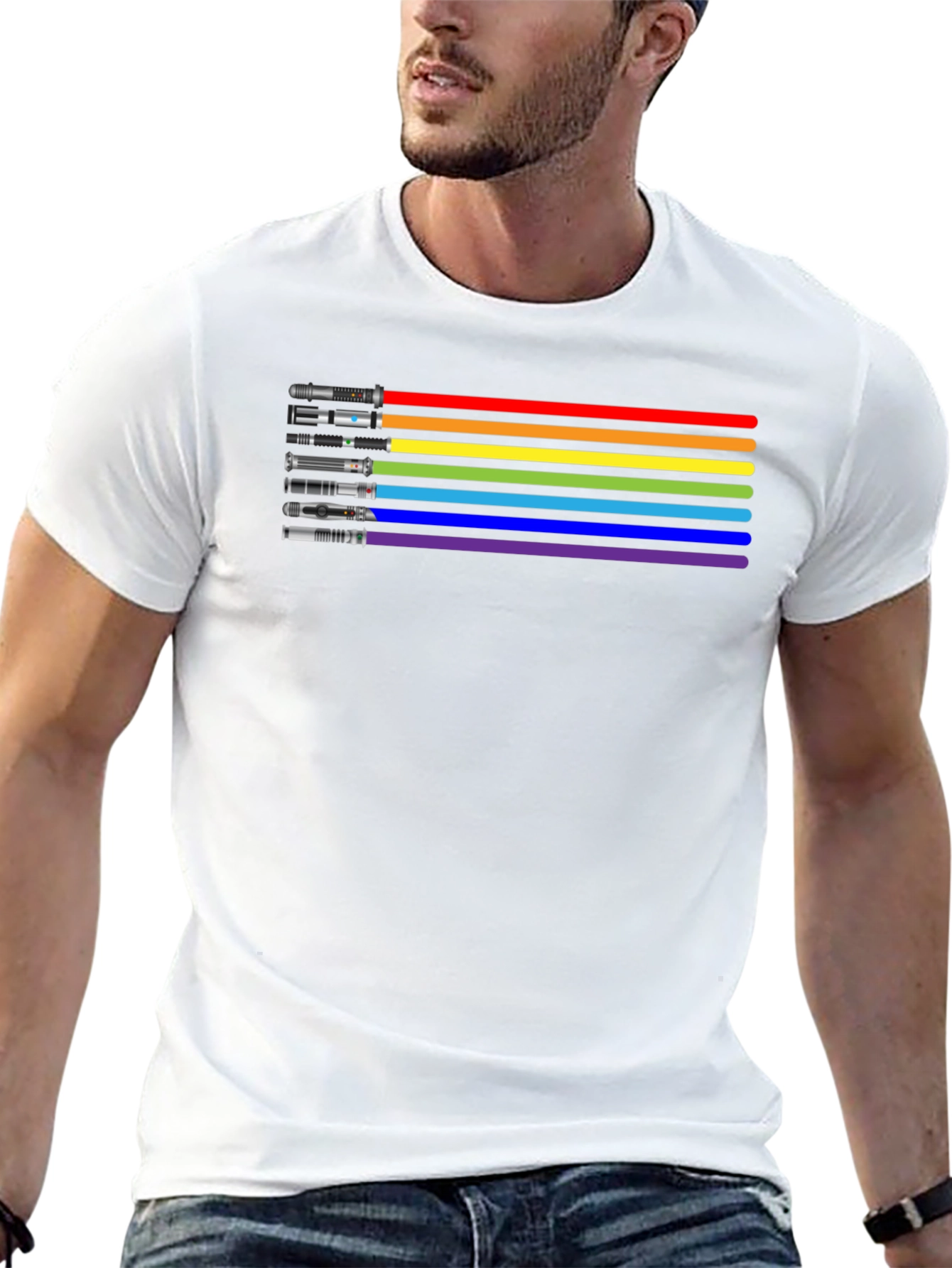 Rainbow Lightsaber Graphic Tee - Black