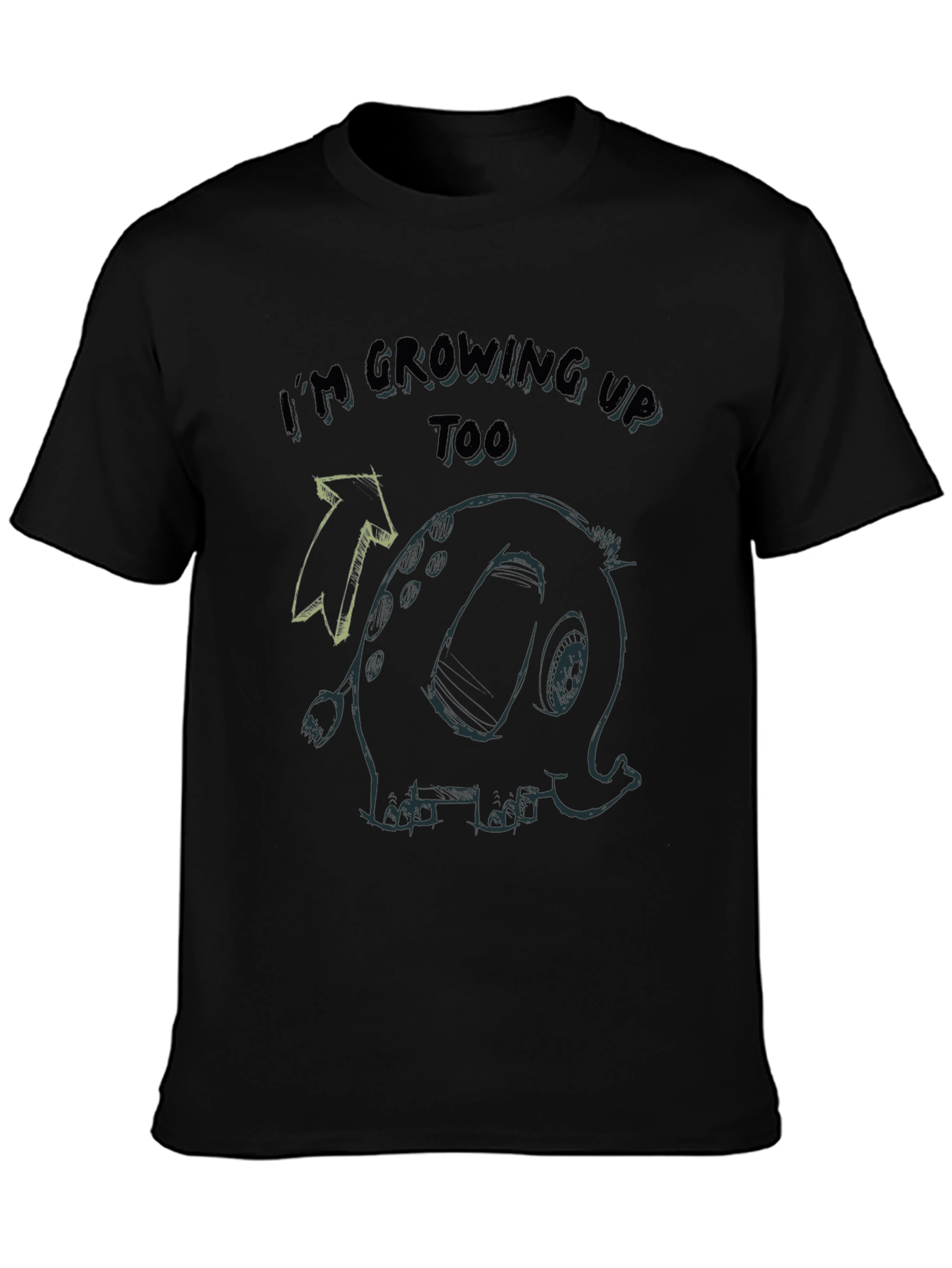 Growing Up Tee - Elephant Cartoon Black T-Shirt
