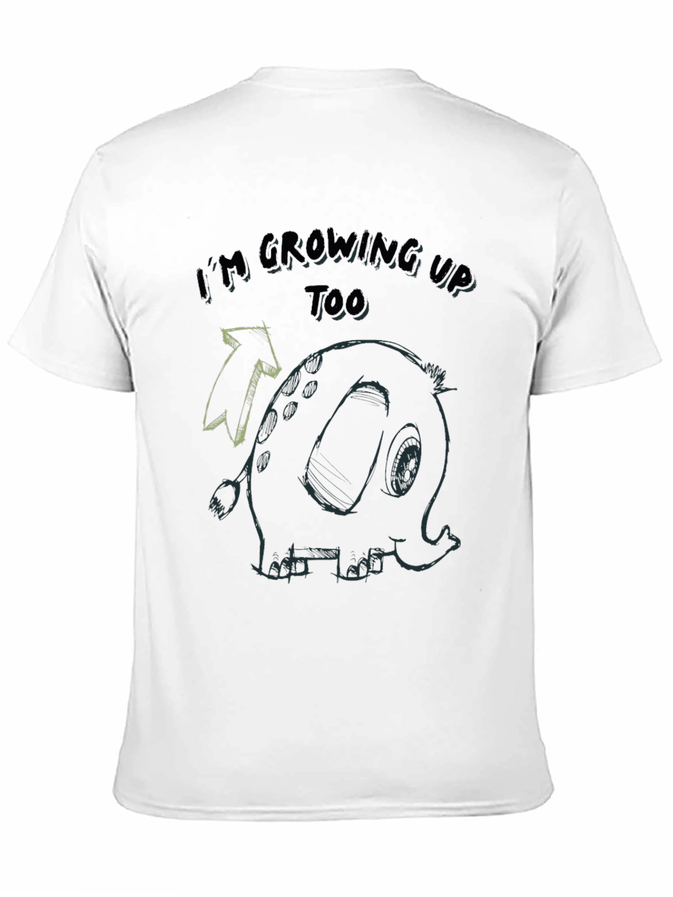 Growing Up Tee - Elephant Cartoon Black T-Shirt