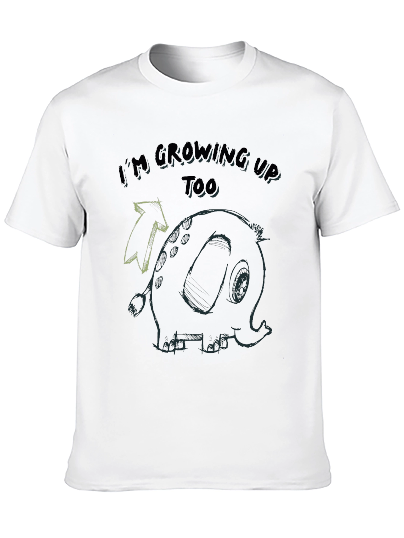Growing Up Tee - Elephant Cartoon Black T-Shirt