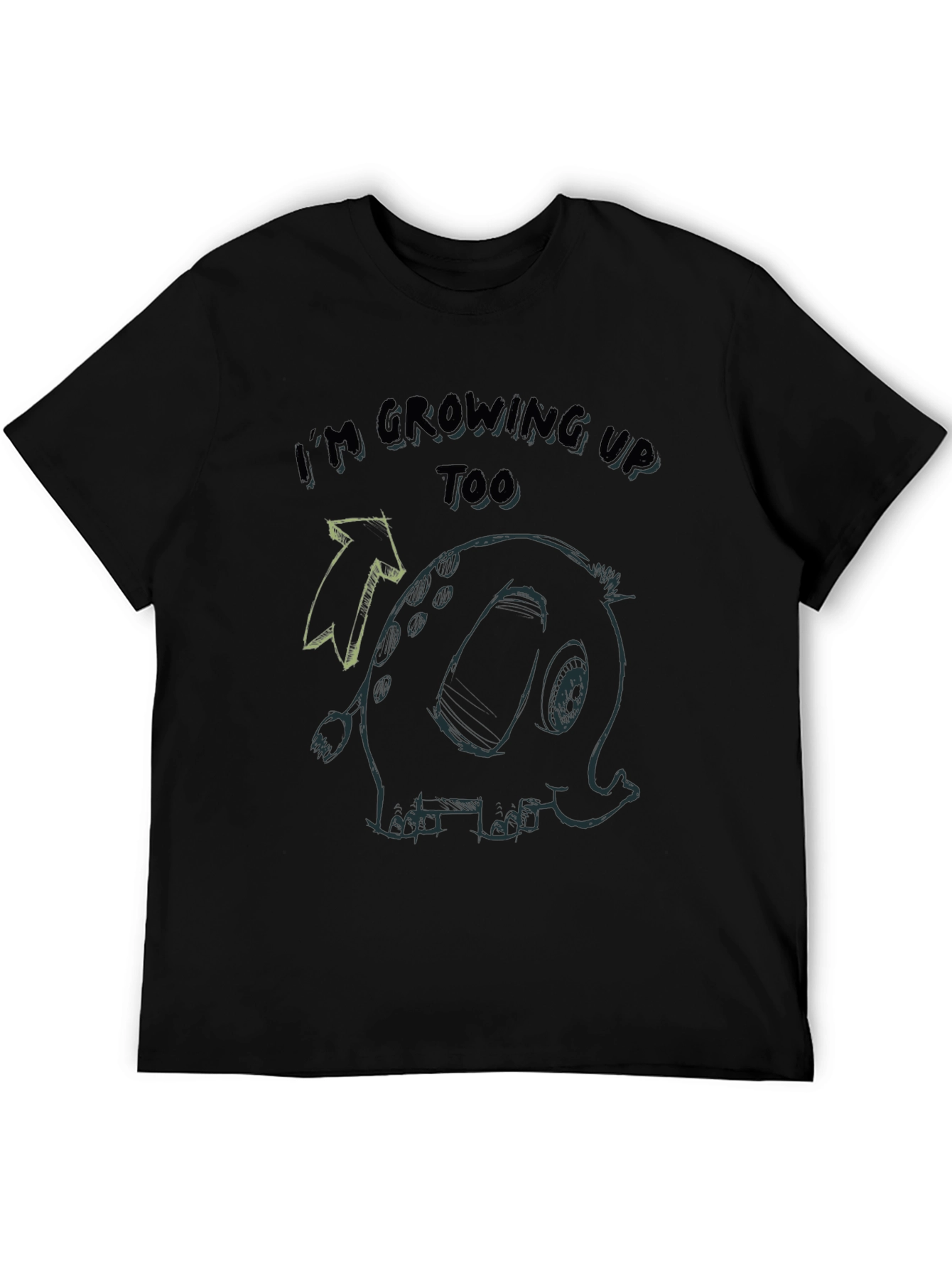 Growing Up Tee - Elephant Cartoon Black T-Shirt