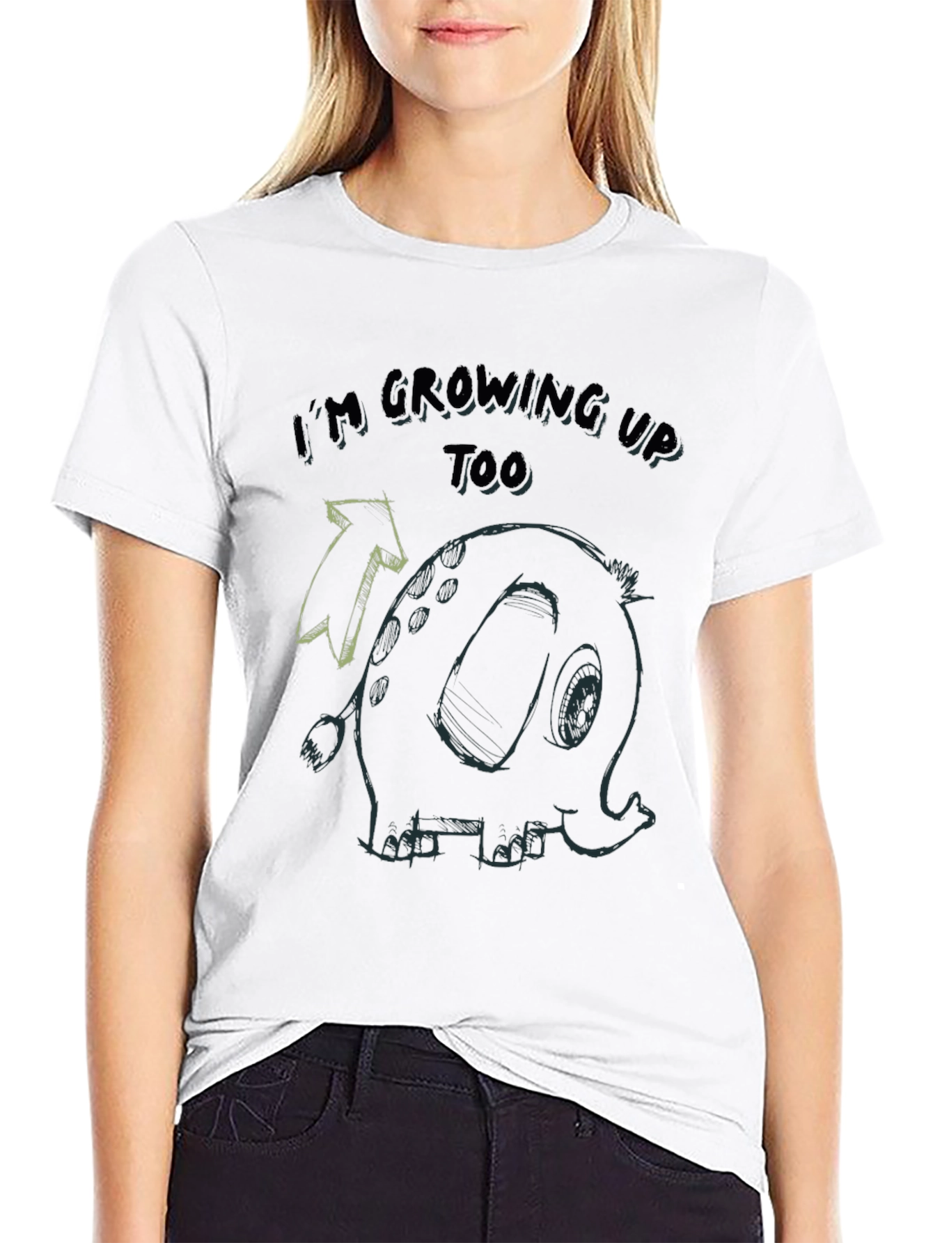 Growing Up Tee - Elephant Cartoon Black T-Shirt