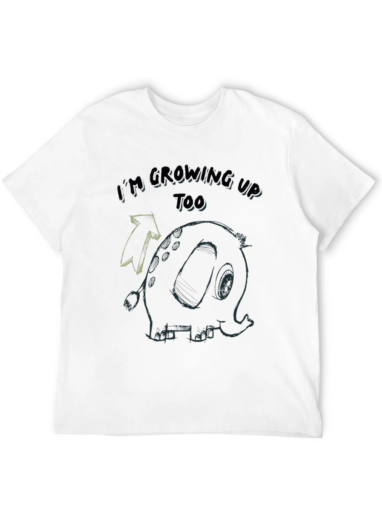 Growing Up Tee - Elephant Cartoon Black T-Shirt