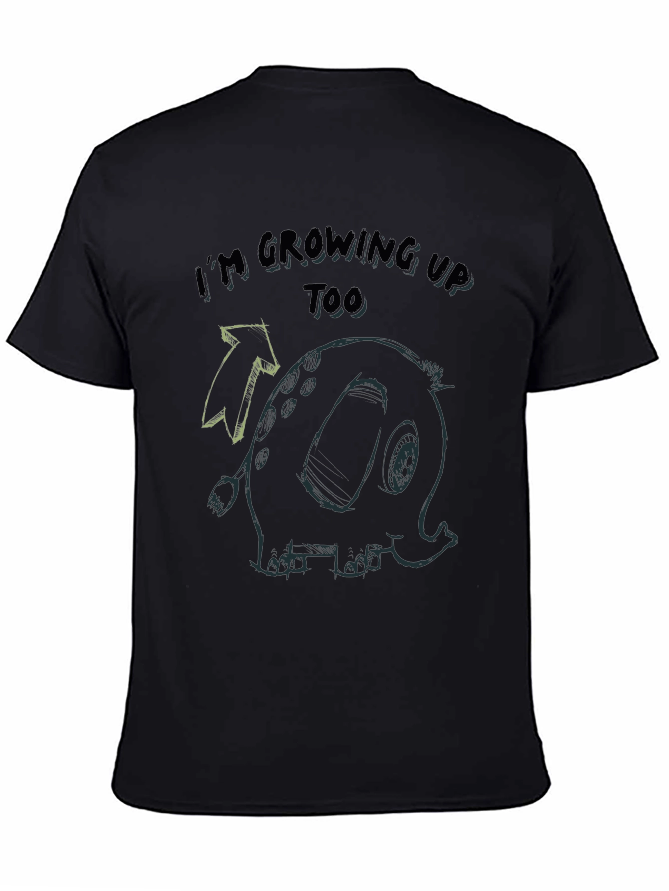 Growing Up Tee - Elephant Cartoon Black T-Shirt