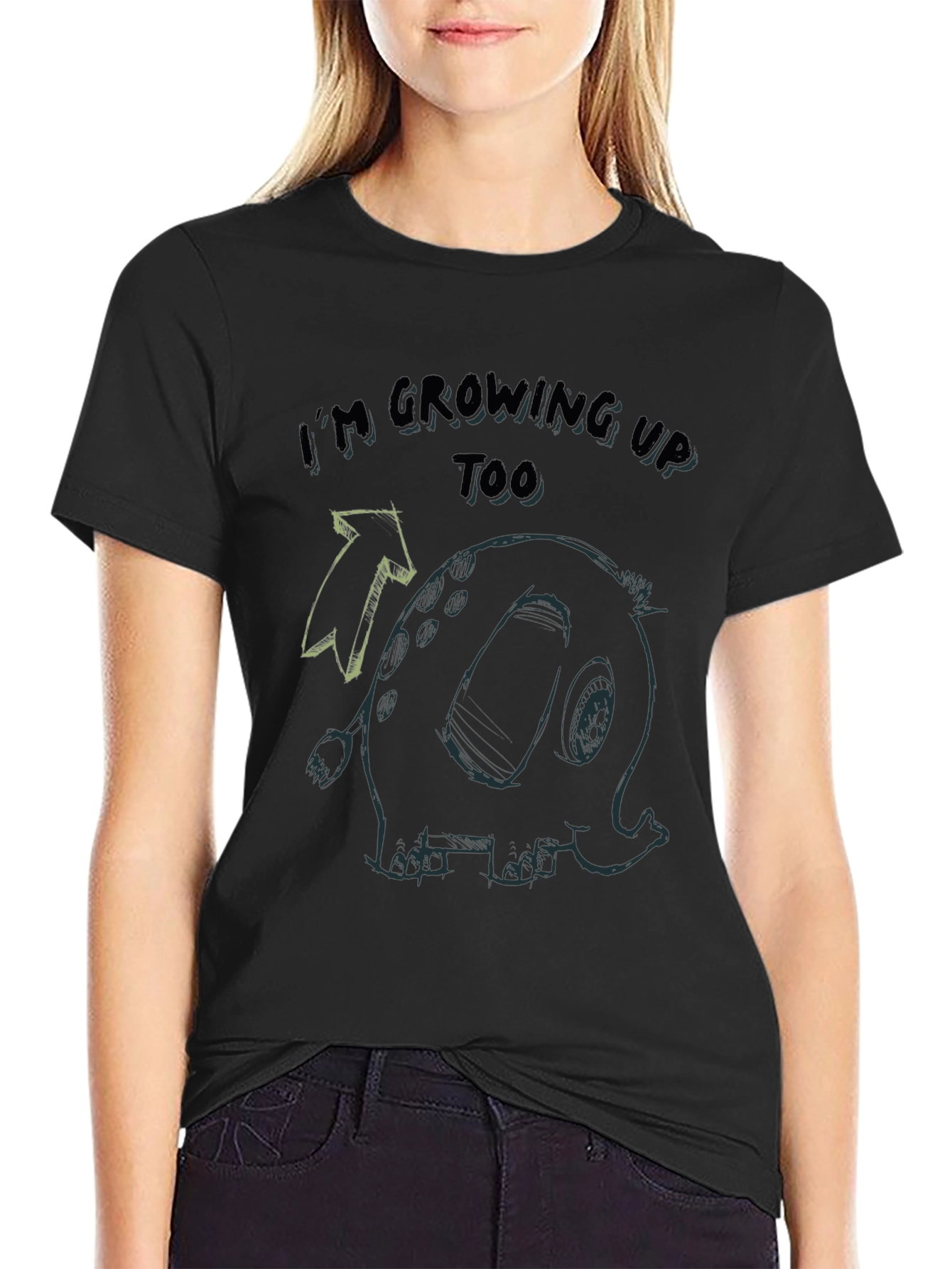 Growing Up Tee - Elephant Cartoon Black T-Shirt