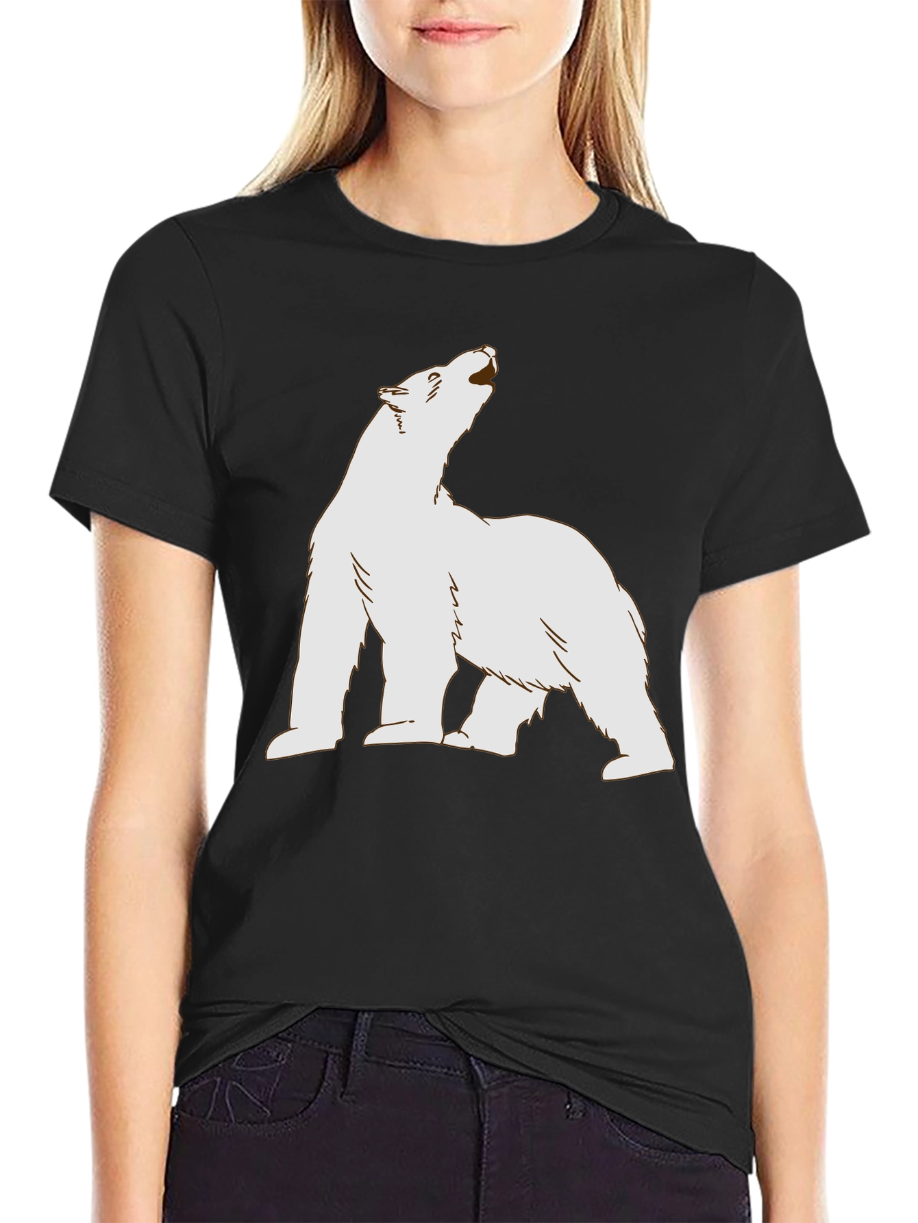 Polar Bear Graphic Tee - Black Cotton T-Shirt