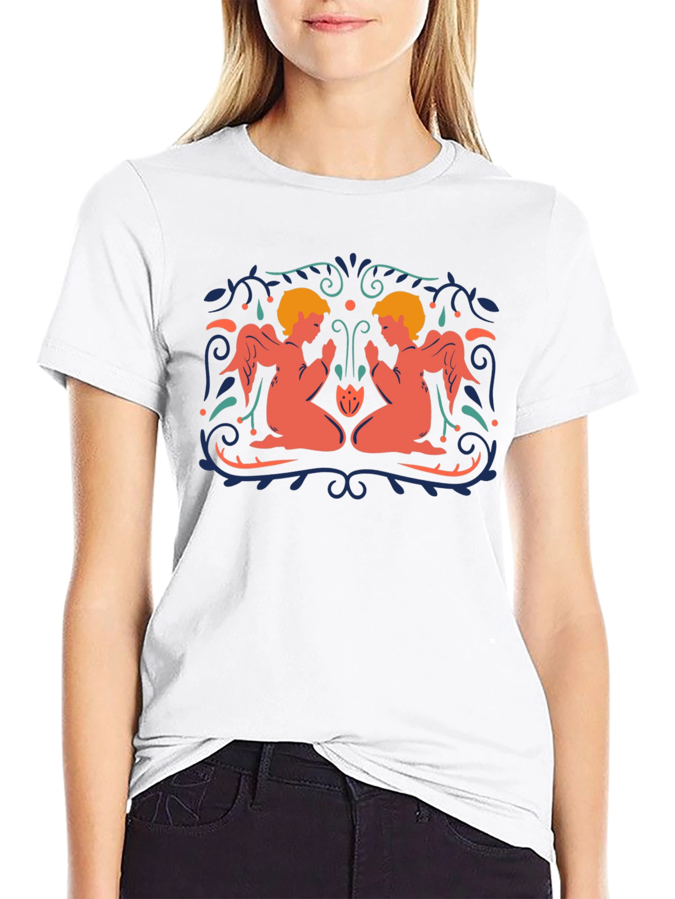 Angelic Twins Black T-Shirt