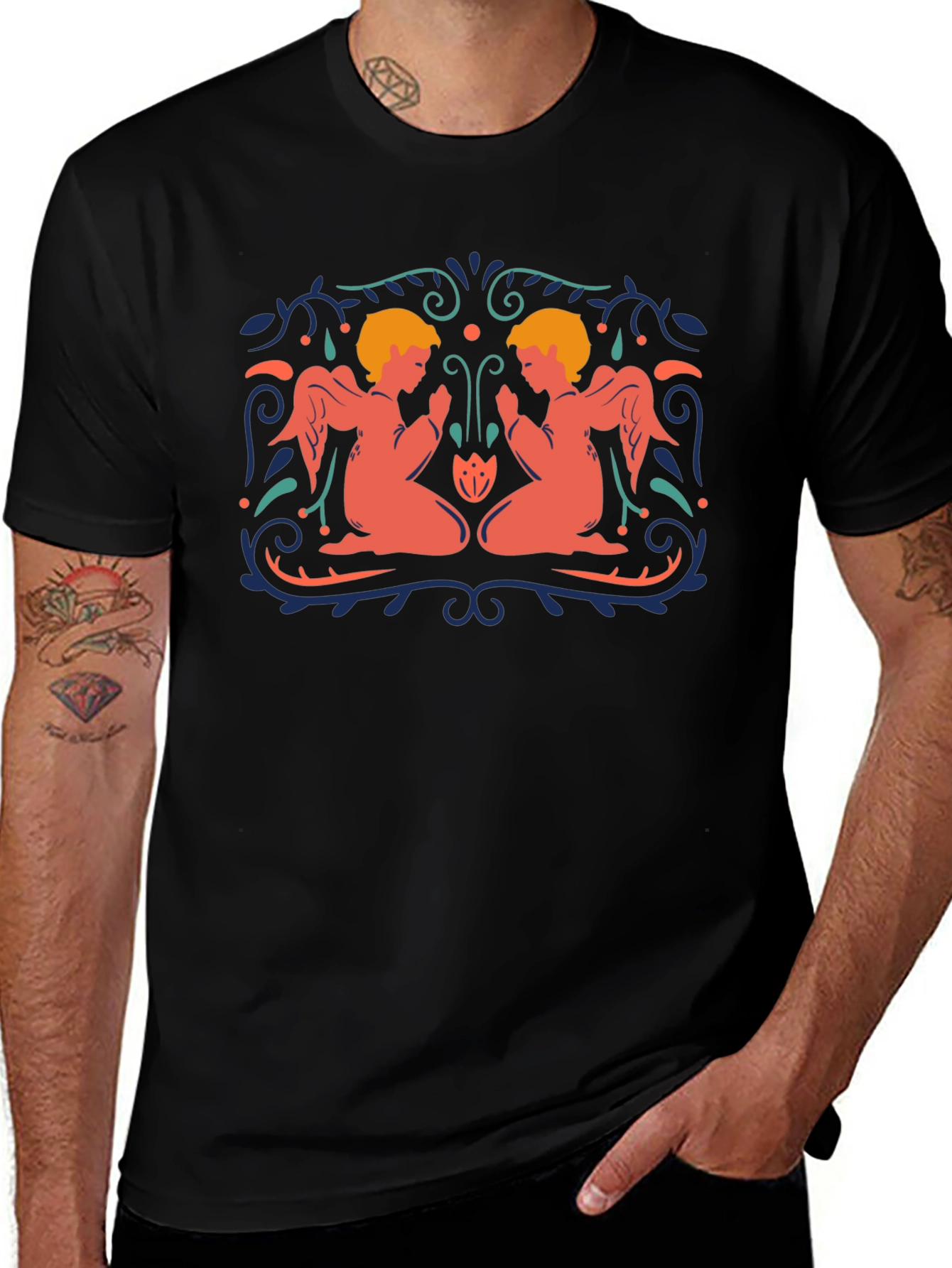 Angelic Twins Black T-Shirt