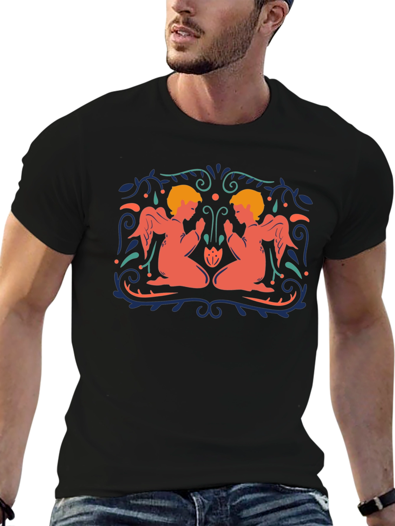 Angelic Twins Black T-Shirt