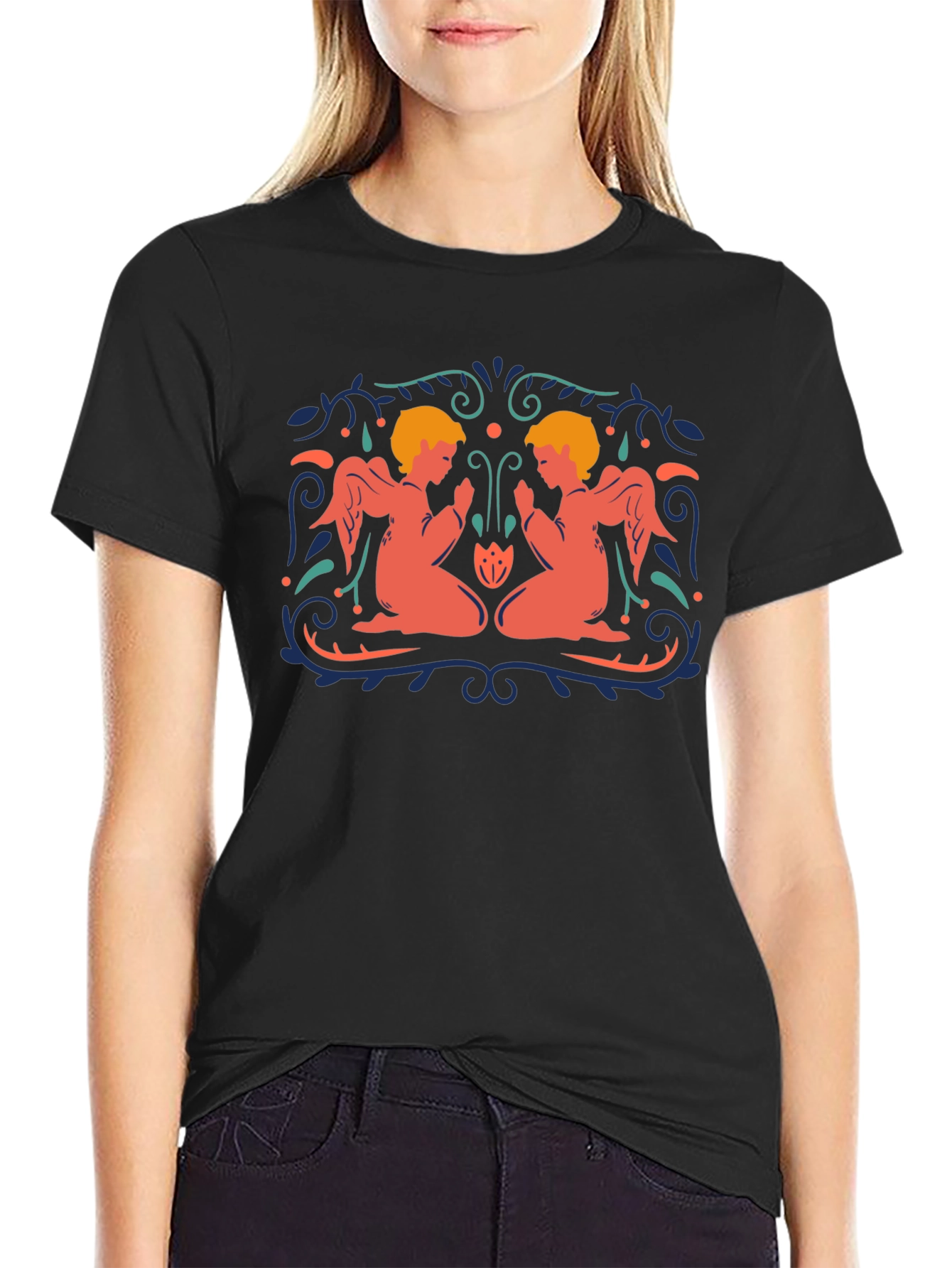 Angelic Twins Black T-Shirt