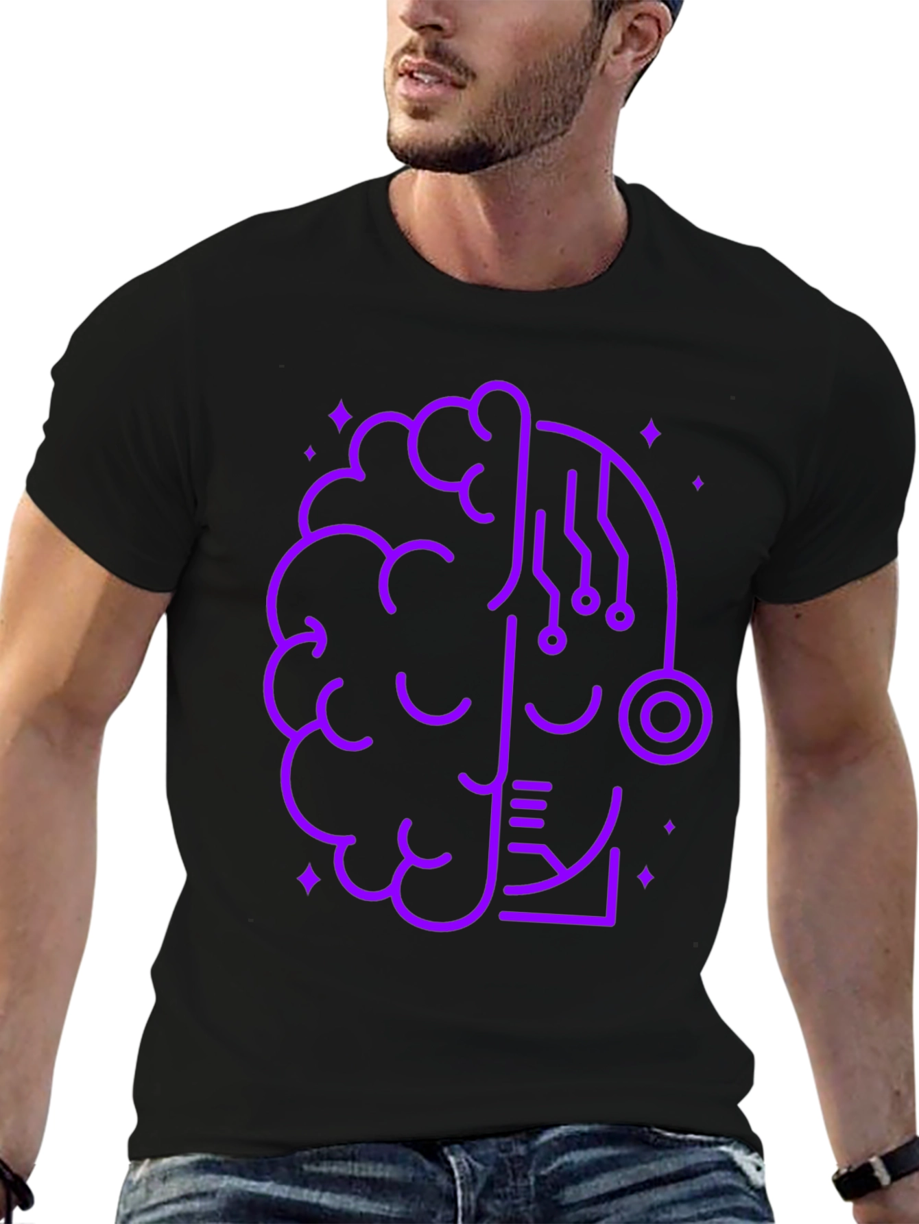 Brain Tech Graphic Tee - Modern Geek Style