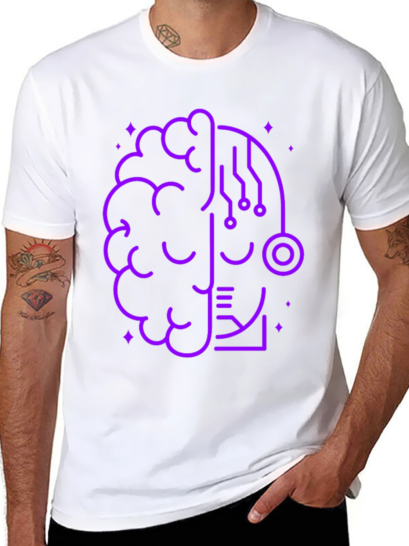 Brain Tech Graphic Tee - Modern Geek Style
