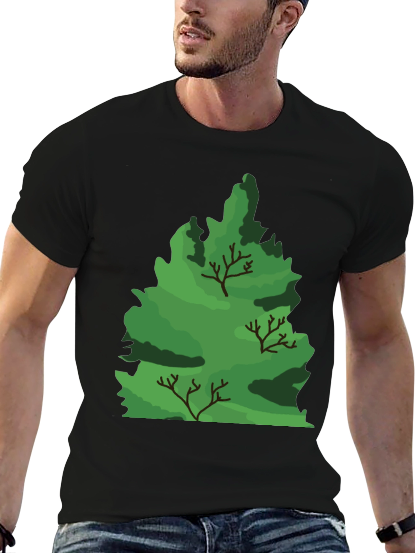 Nature Tree Graphic Black T-Shirt