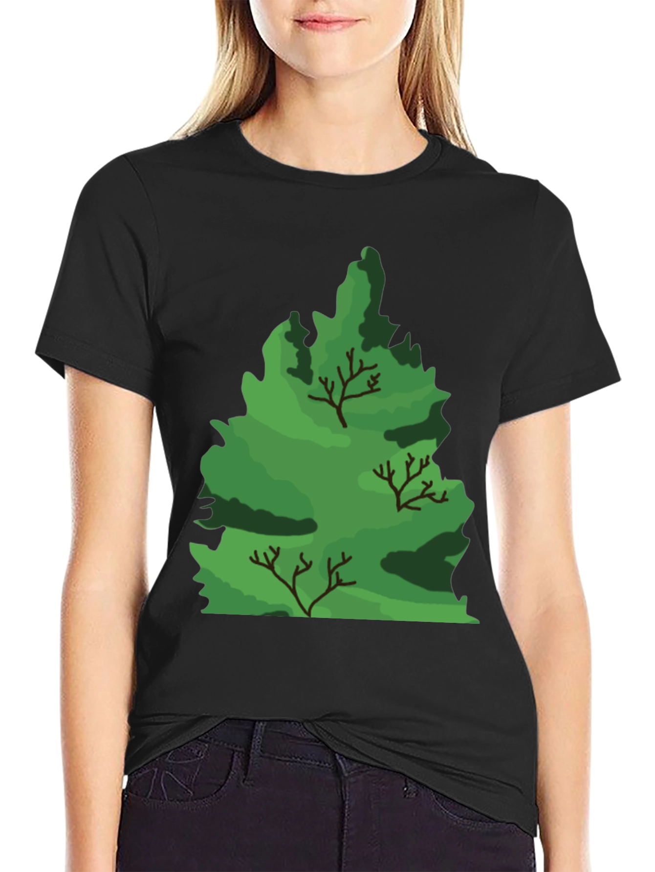 Nature Tree Graphic Black T-Shirt