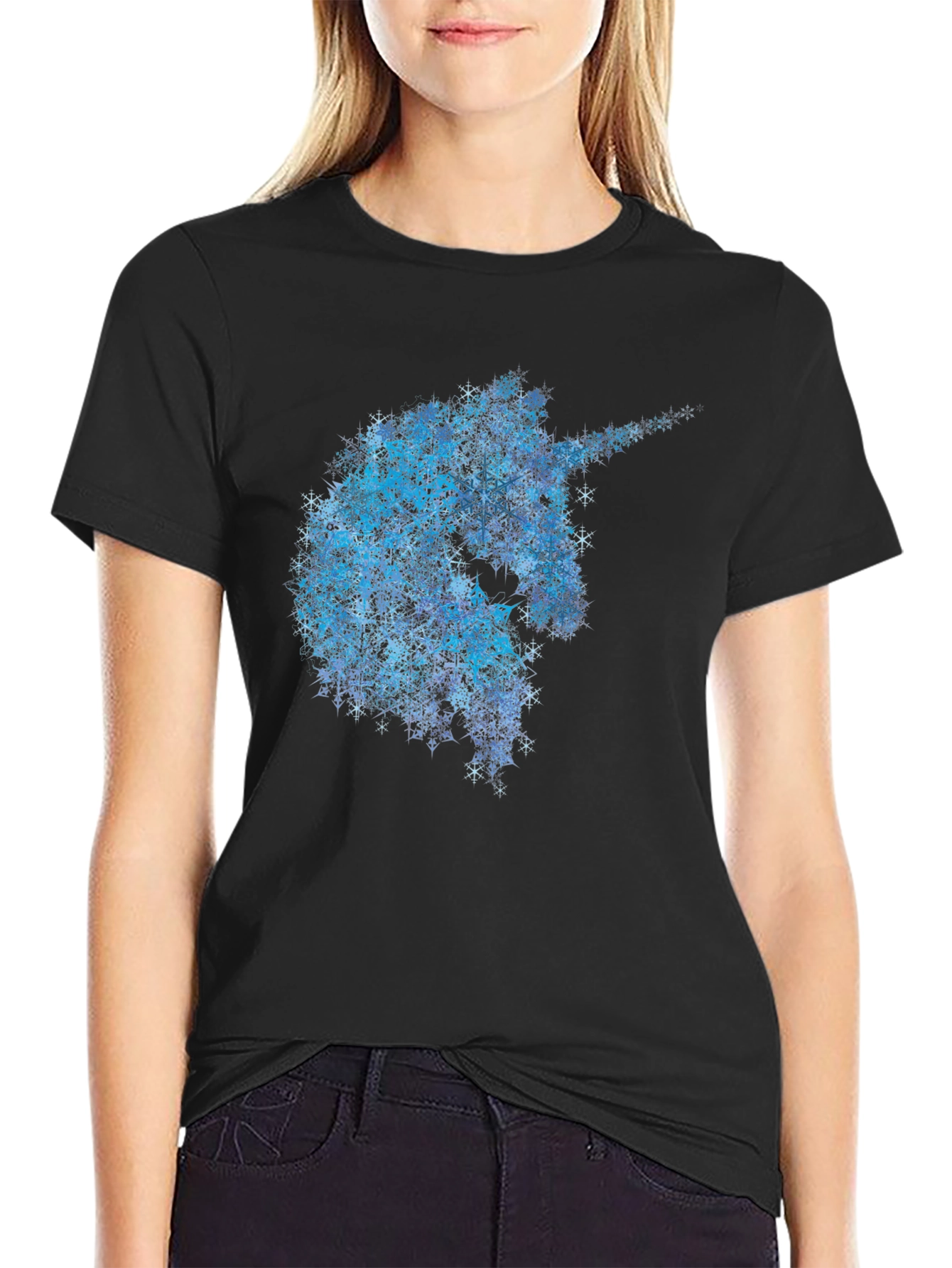 Unicorn Snowflake T-Shirt - Black
