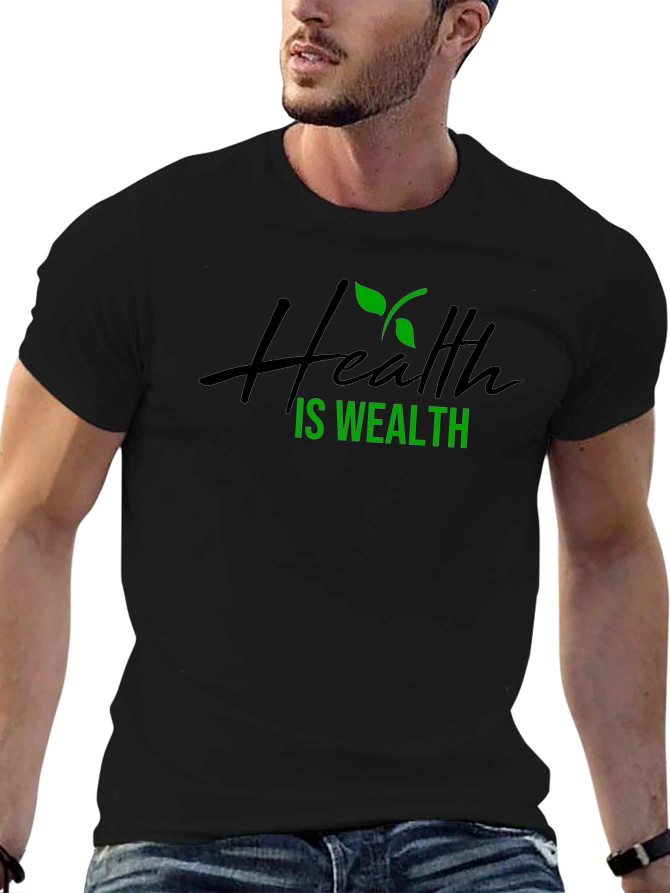 Health is Wealth Black T-Shirt