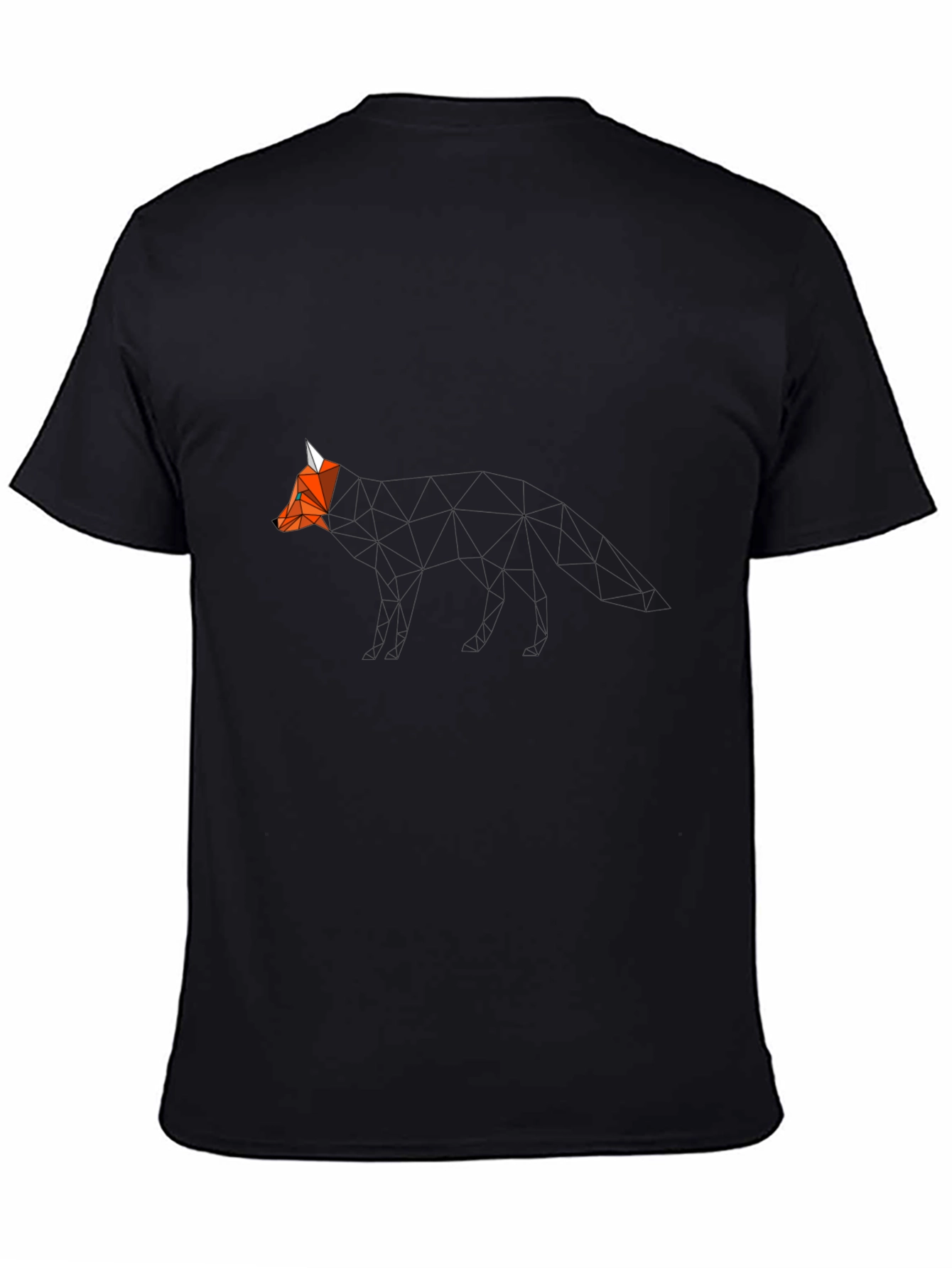 Geometric Fox Graphic Print Black T-Shirt