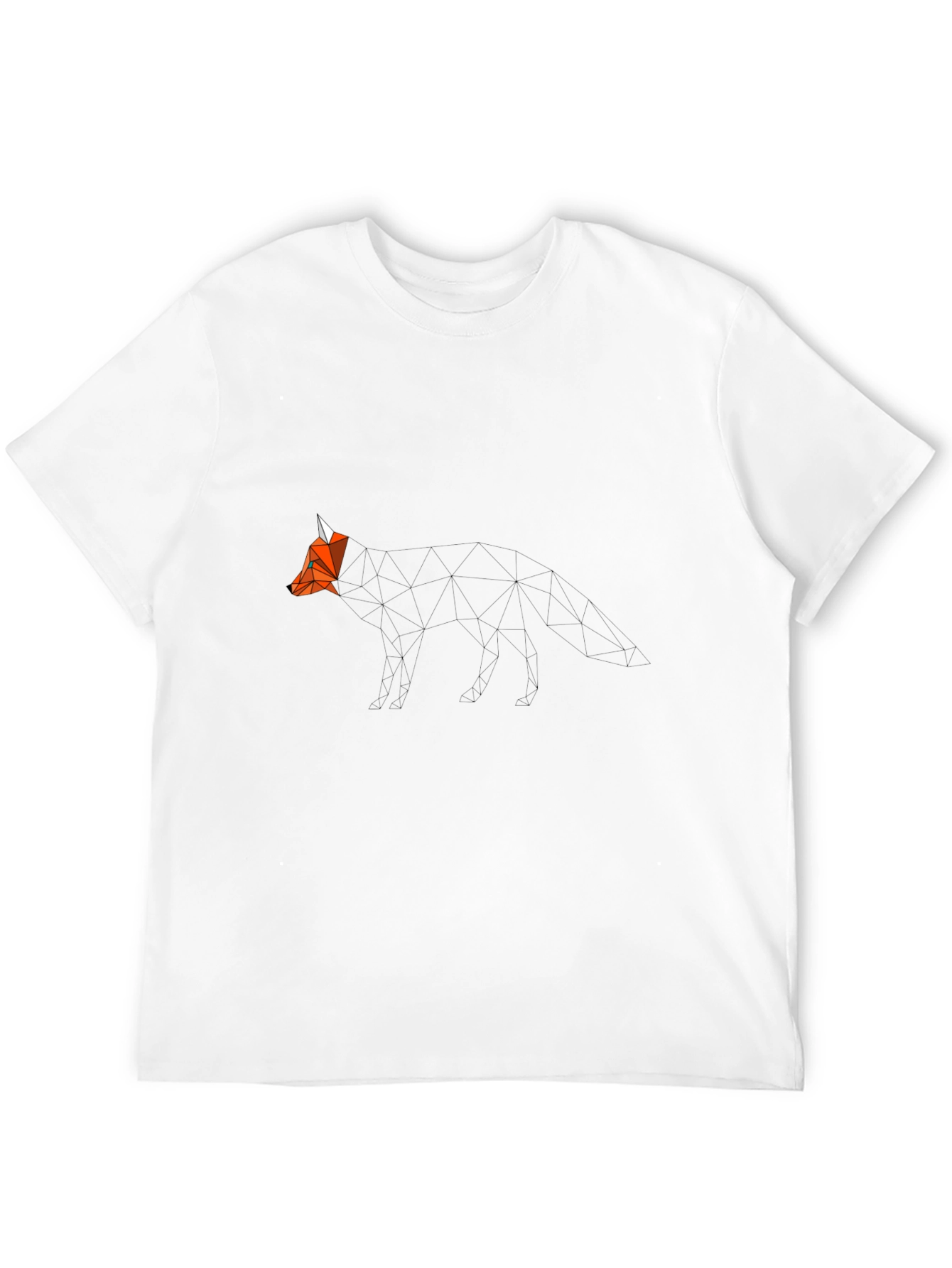 Geometric Fox Graphic Print Black T-Shirt