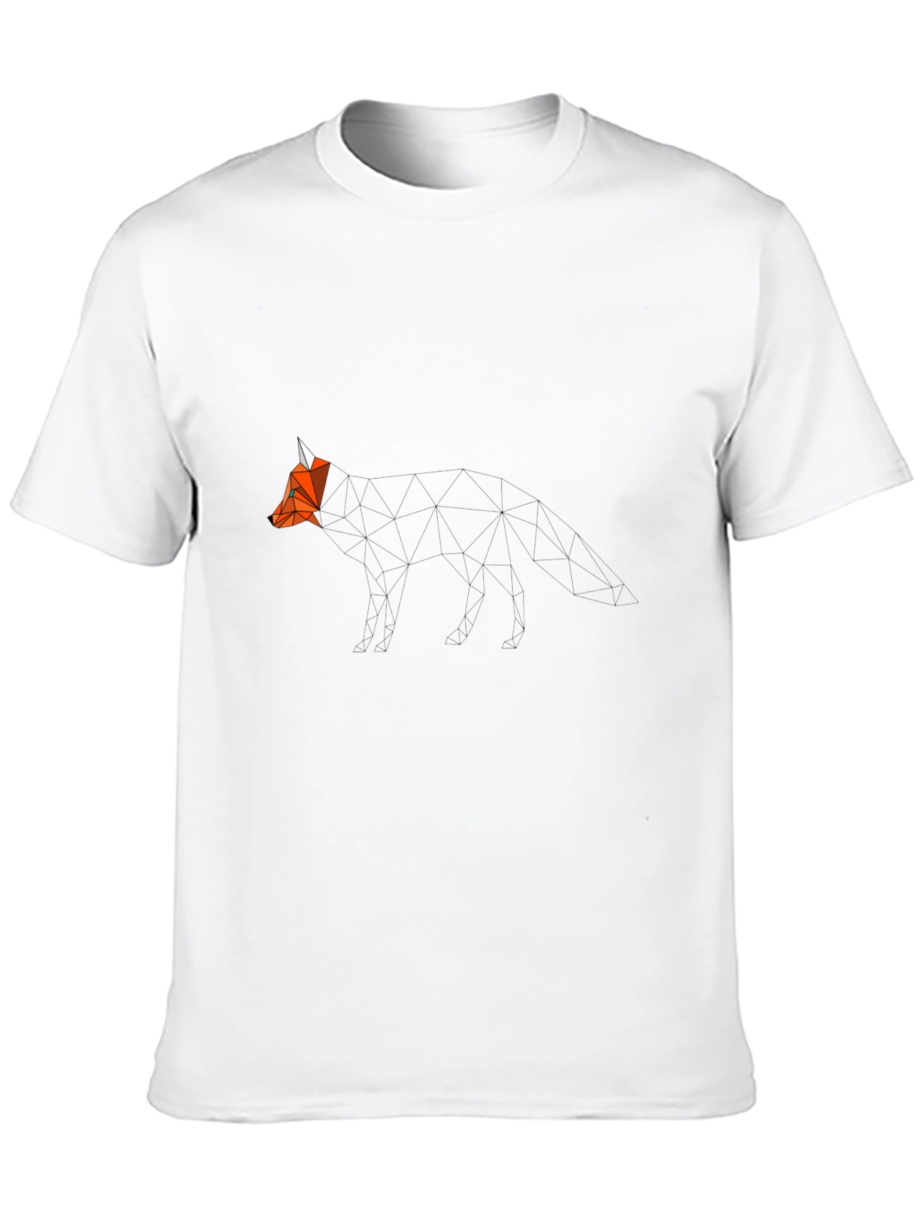 Geometric Fox Graphic Print Black T-Shirt