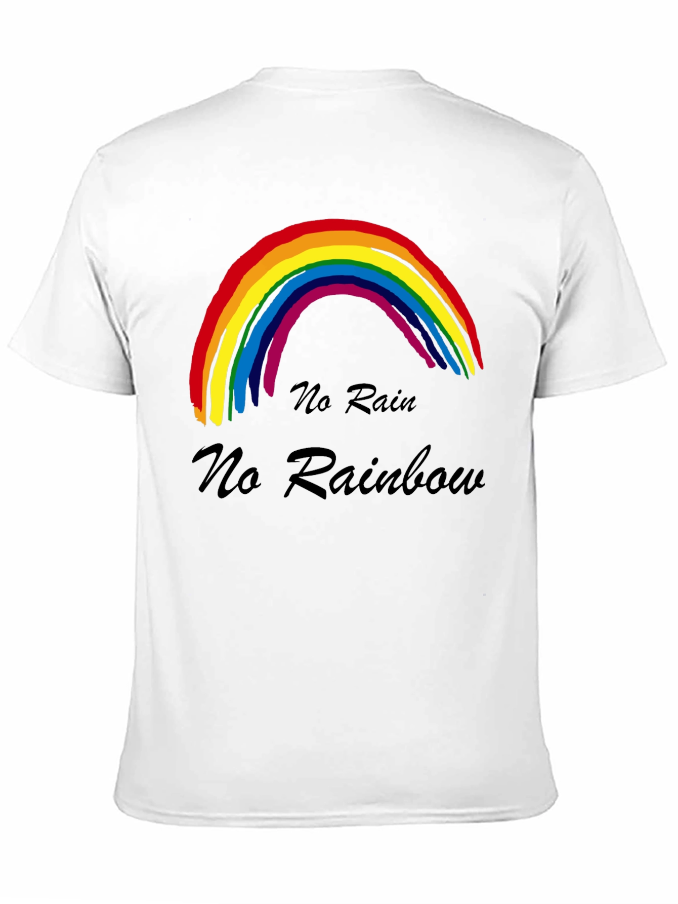 No Rain No Rainbow T-Shirt Black Cotton