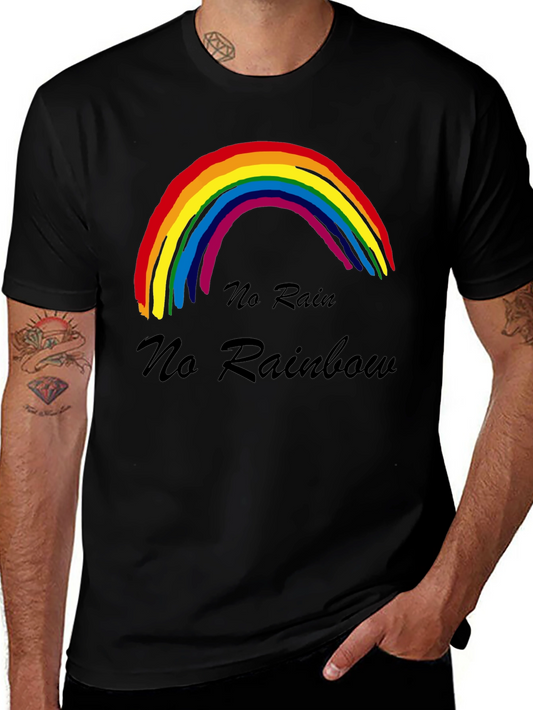 No Rain No Rainbow T-Shirt Black Cotton