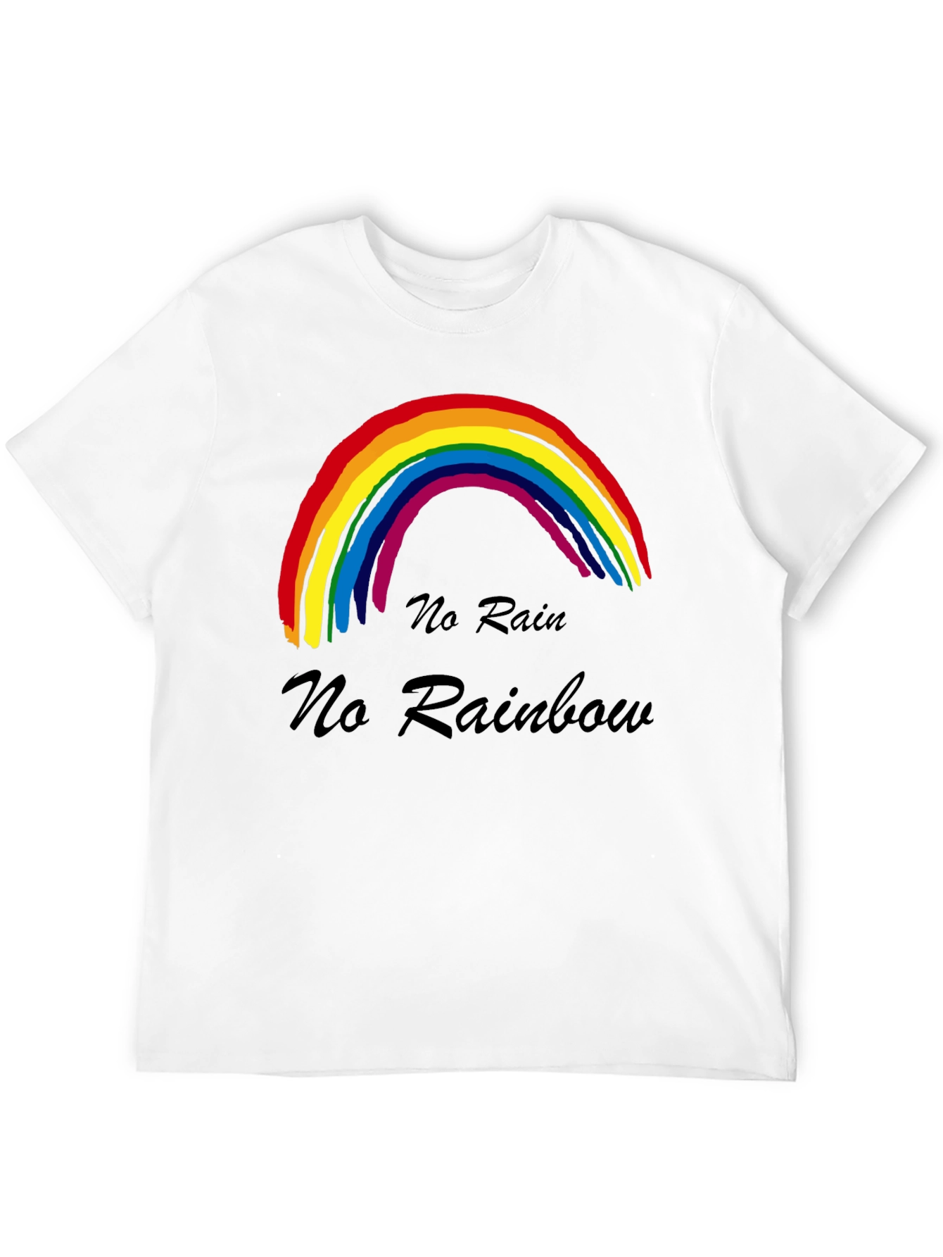 No Rain No Rainbow T-Shirt Black Cotton