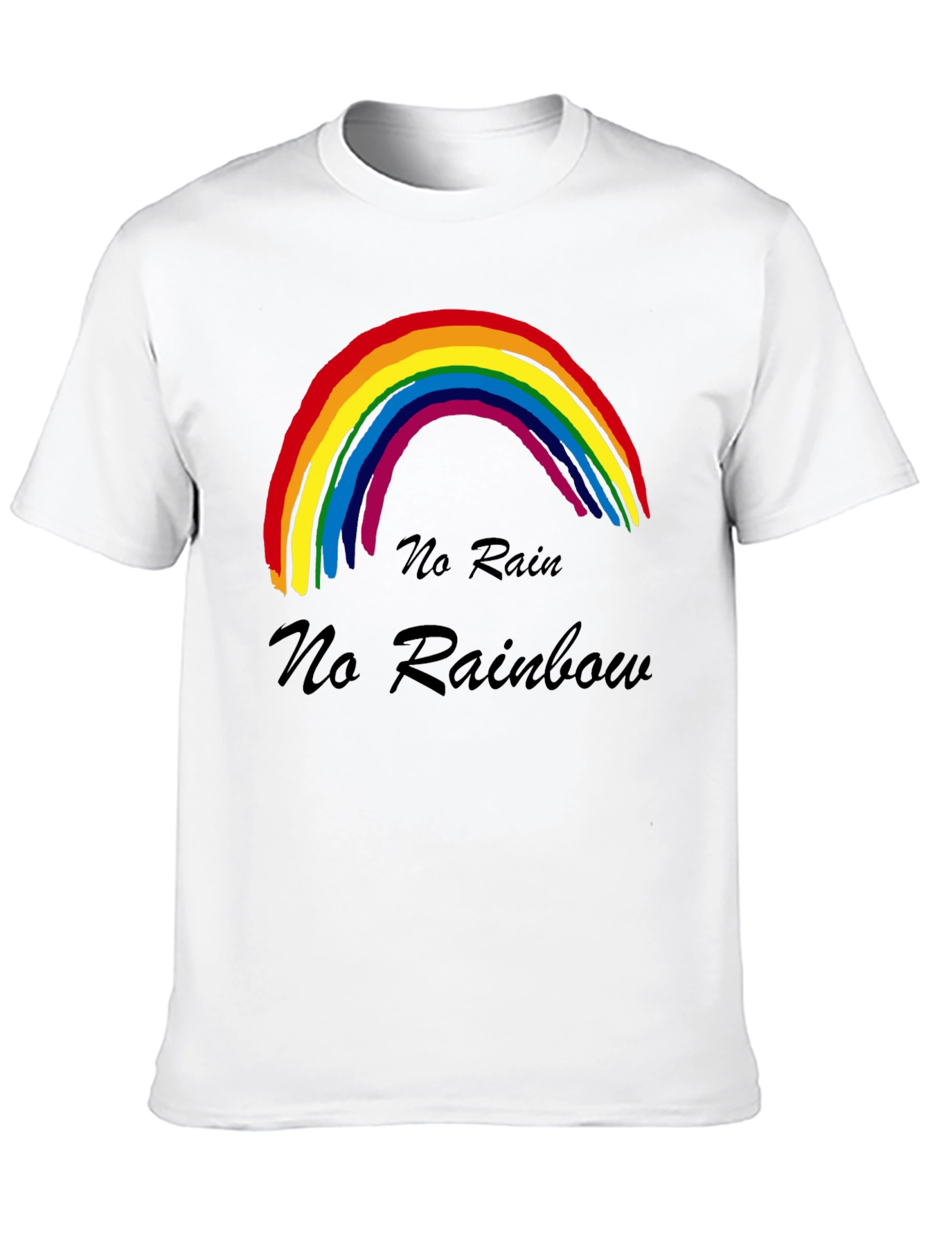 No Rain No Rainbow T-Shirt Black Cotton