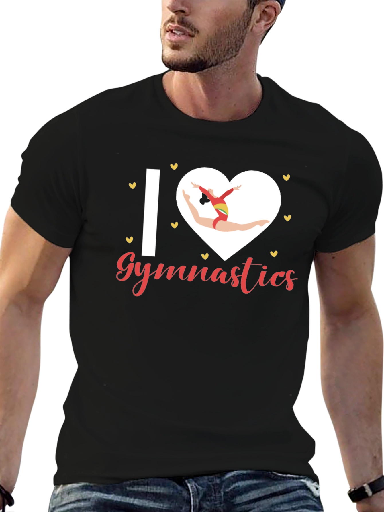 I Love Gymnastics Black T-Shirt
