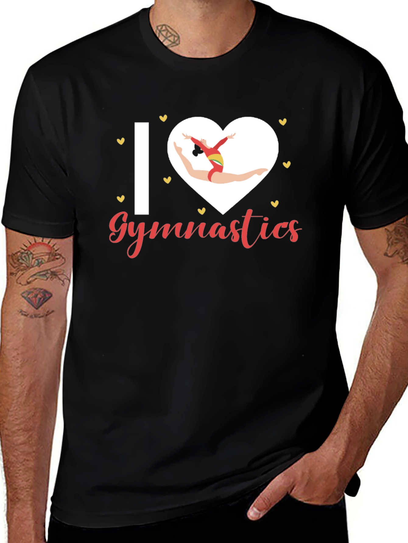 I Love Gymnastics Black T-Shirt