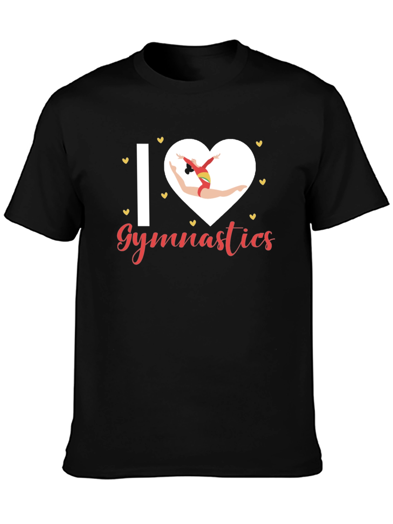 I Love Gymnastics Black T-Shirt