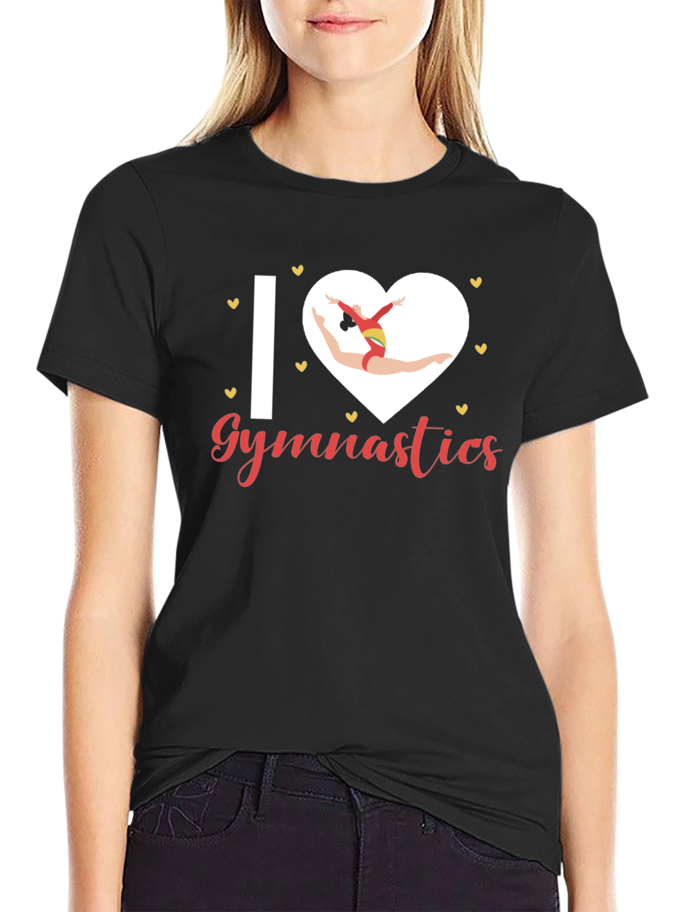 I Love Gymnastics Black T-Shirt