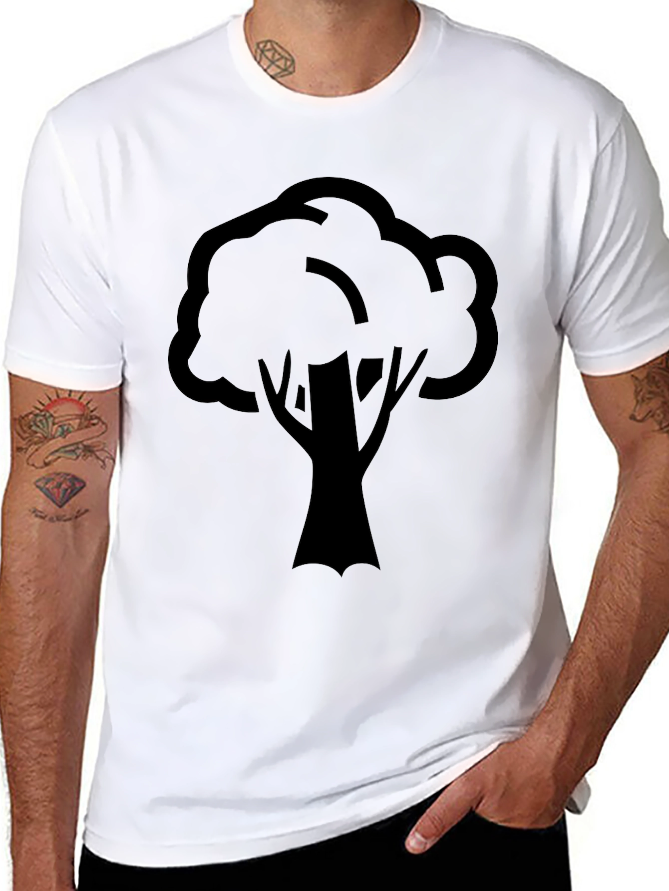 Nature Tree Graphic T-Shirt - Black Casual Wear