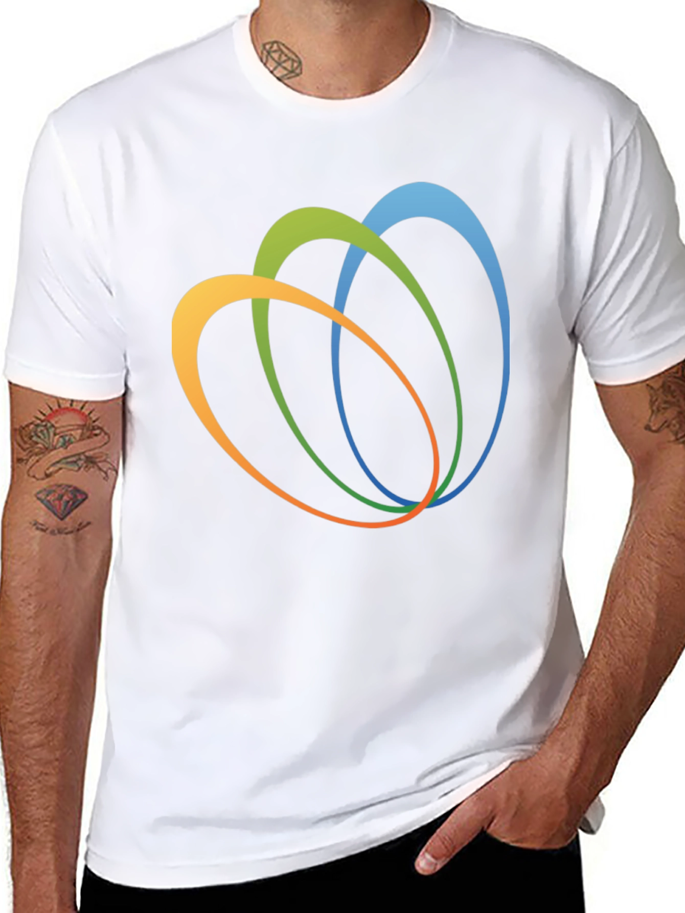 Abstract Oval Design Black T-Shirt