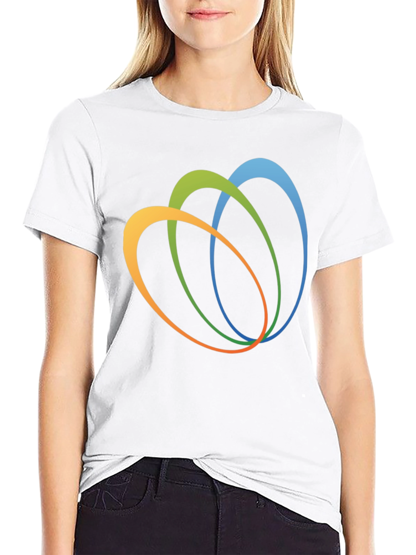 Abstract Oval Design Black T-Shirt