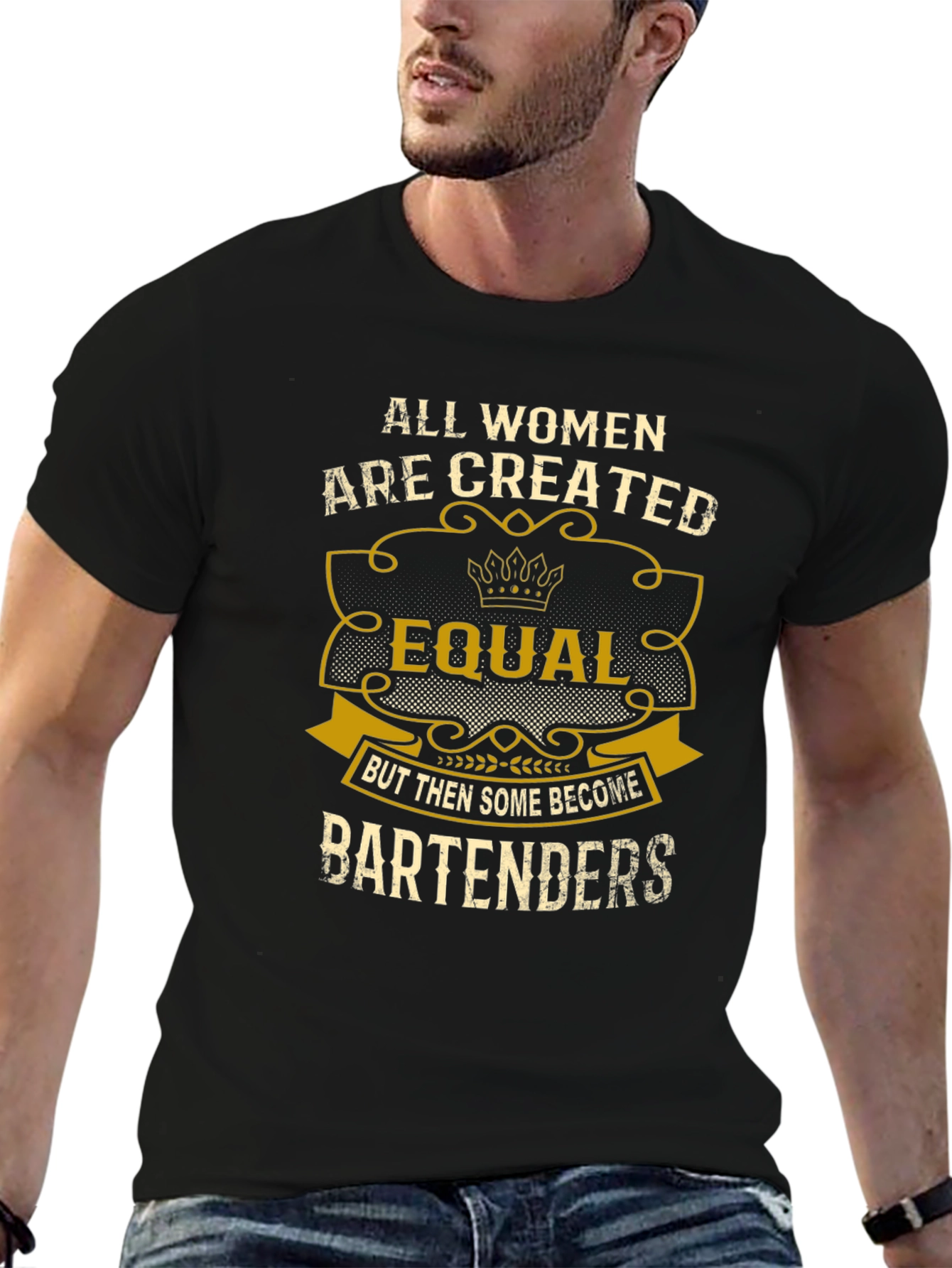All Women Equal Bartender Black T-Shirt
