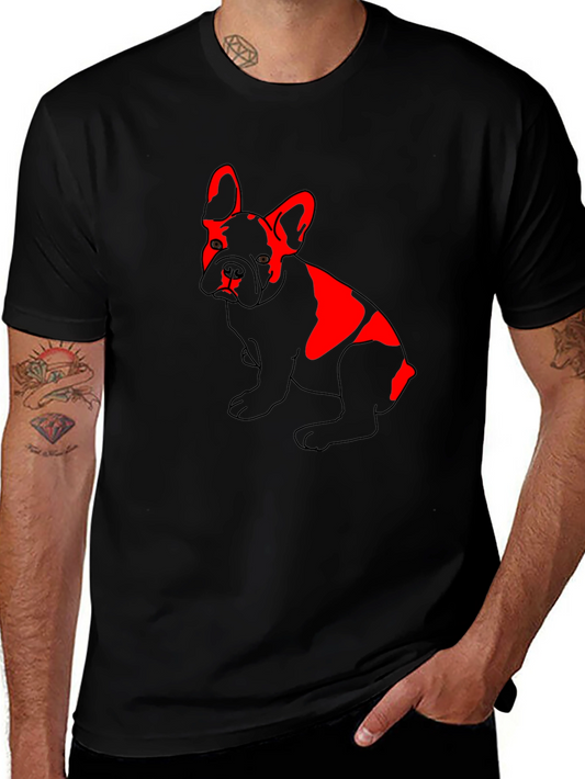 Red French Bulldog Graphic Black T-Shirt