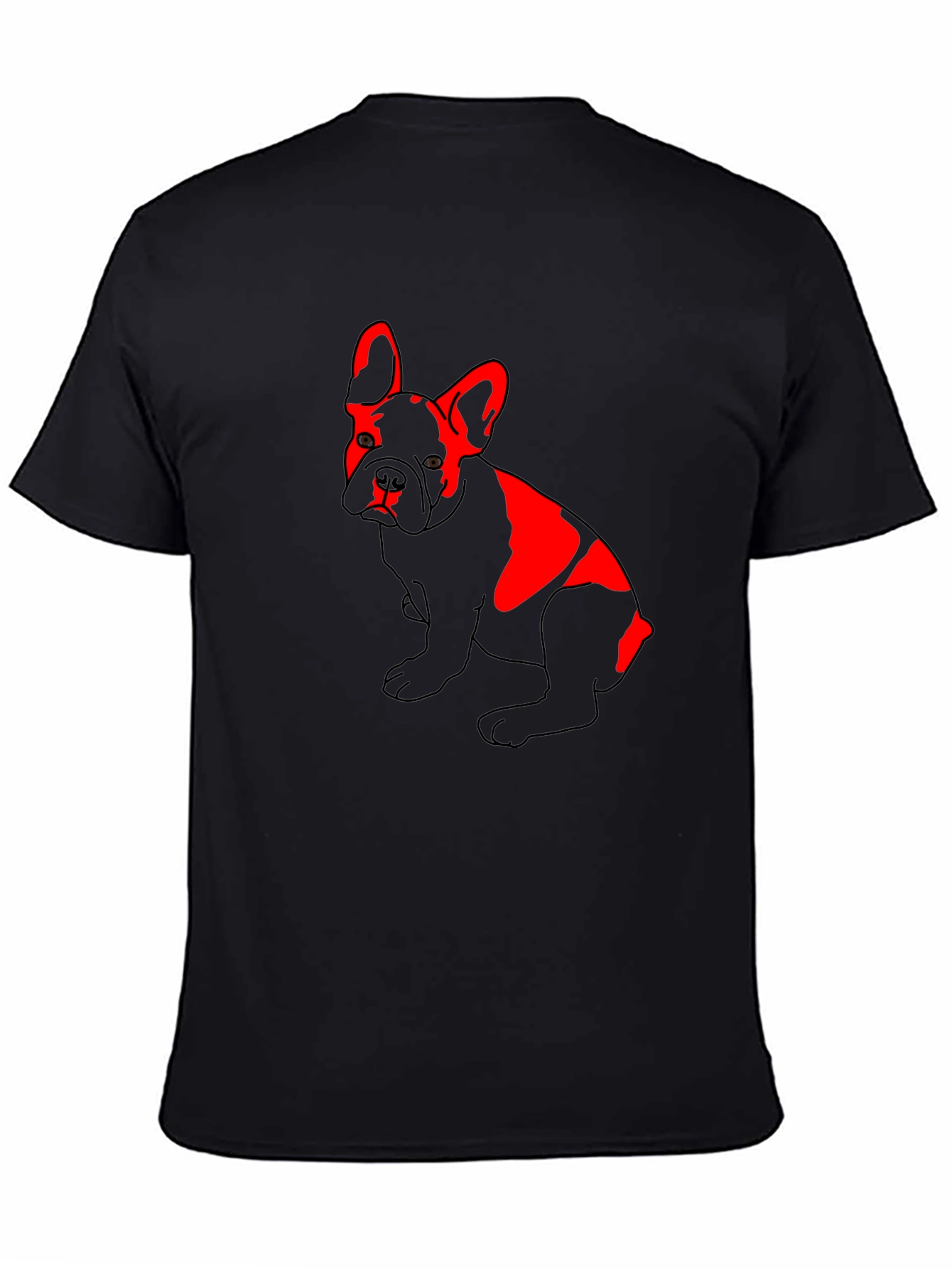 Red French Bulldog Graphic Black T-Shirt