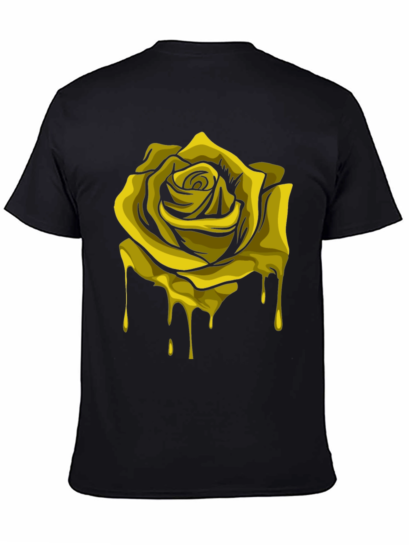Melting Gold Rose Graphic Tee - Black
