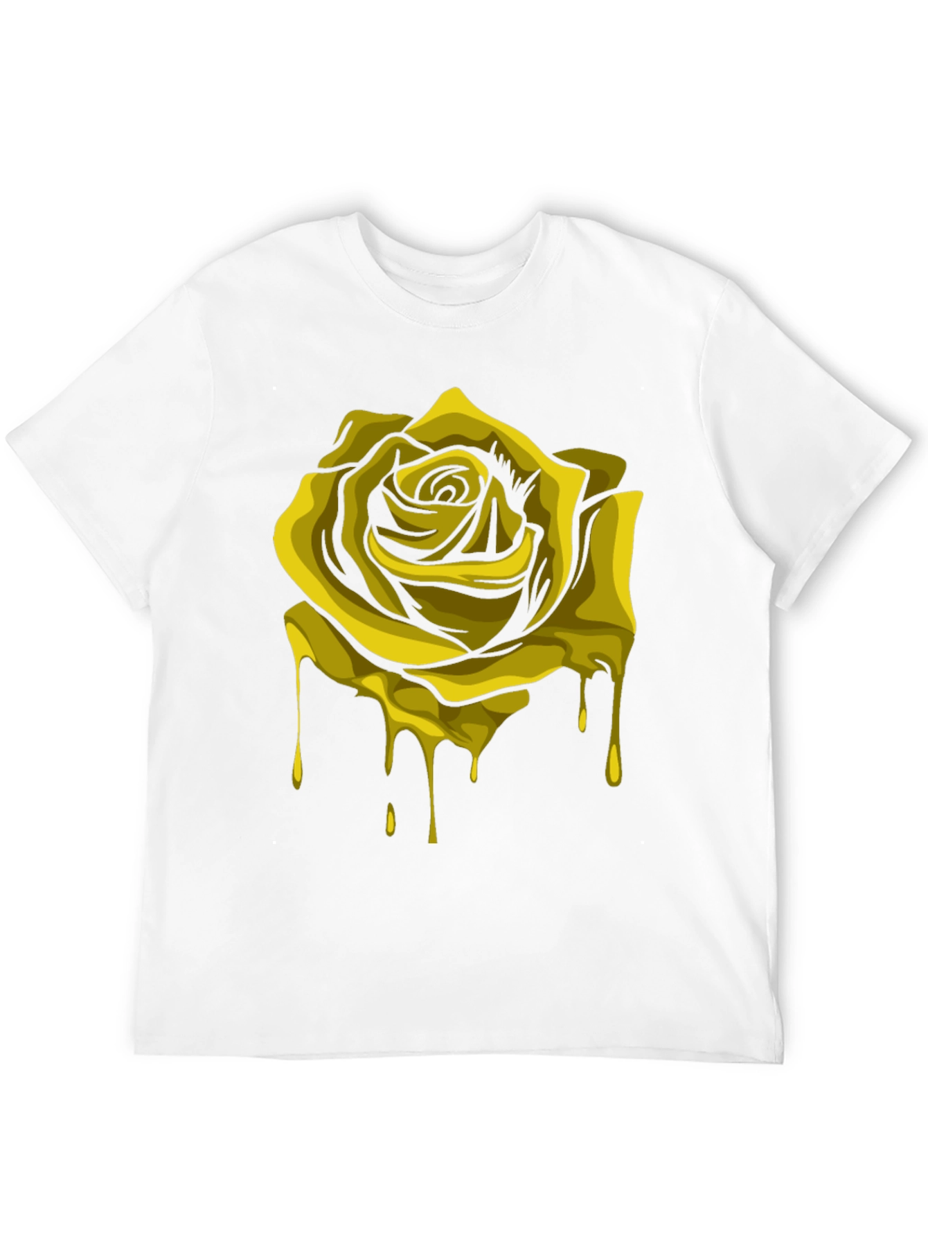 Melting Gold Rose Graphic Tee - Black