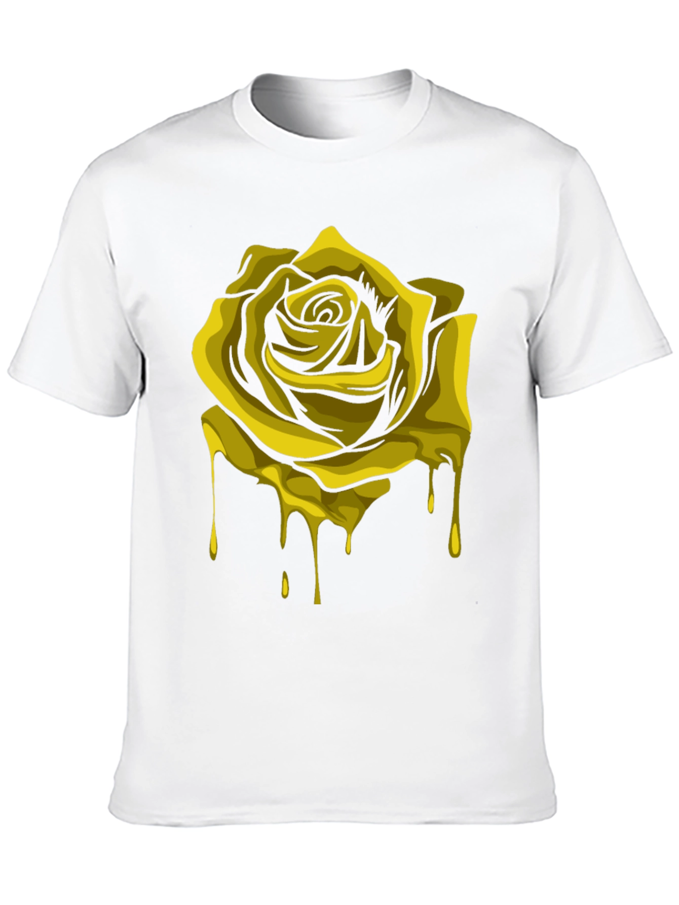 Melting Gold Rose Graphic Tee - Black