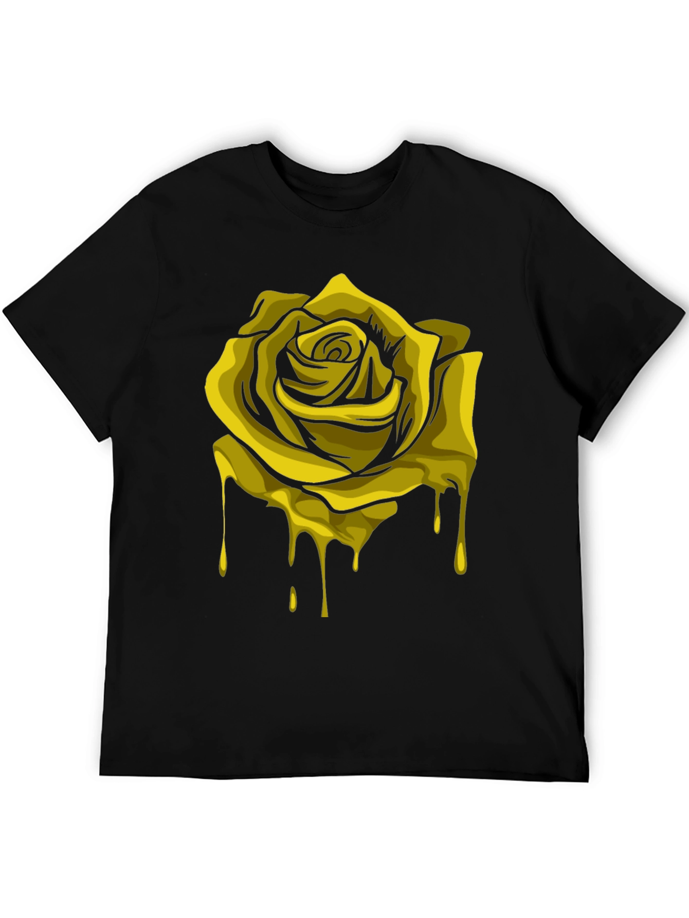 Melting Gold Rose Graphic Tee - Black