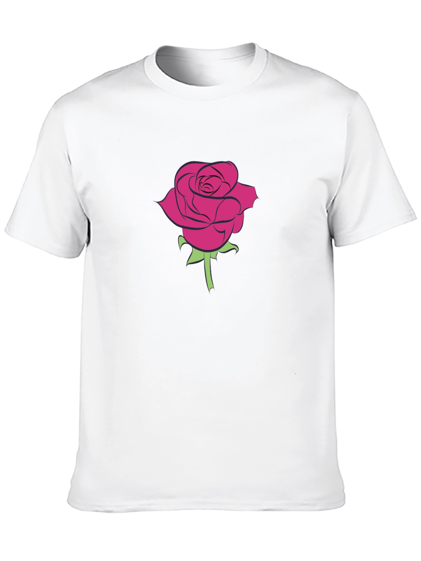 Rose Graphic Tee - Mens Black Cotton T-Shirt