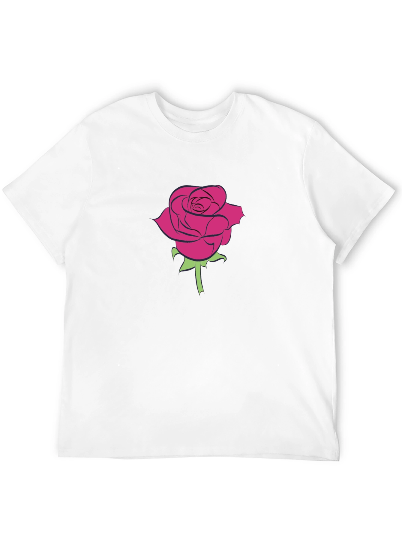 Rose Graphic Tee - Mens Black Cotton T-Shirt