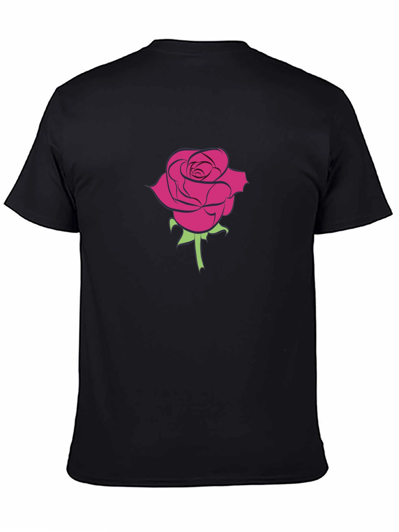 Rose Graphic Tee - Mens Black Cotton T-Shirt