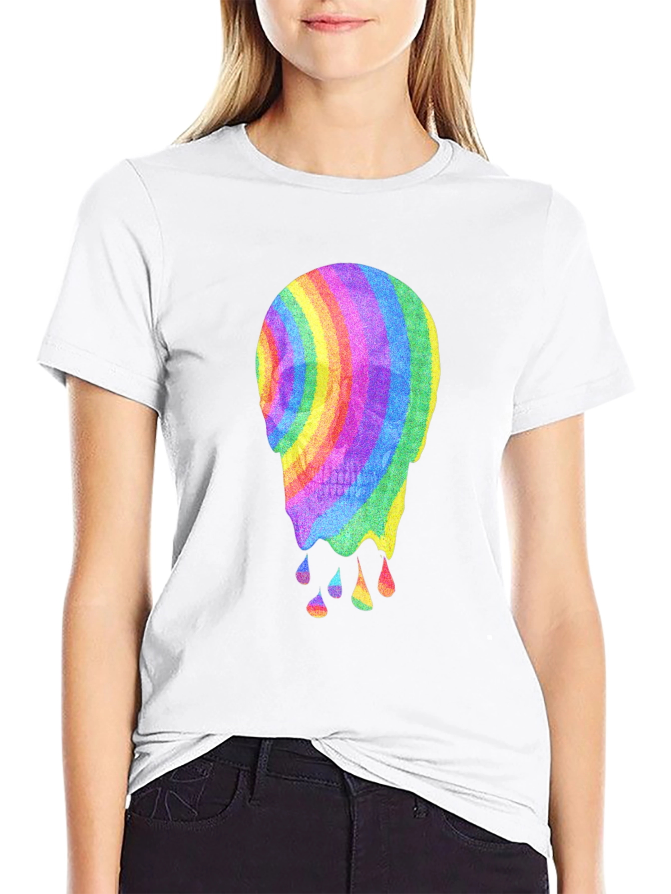 Rainbow Melting Skull Graphic Tee